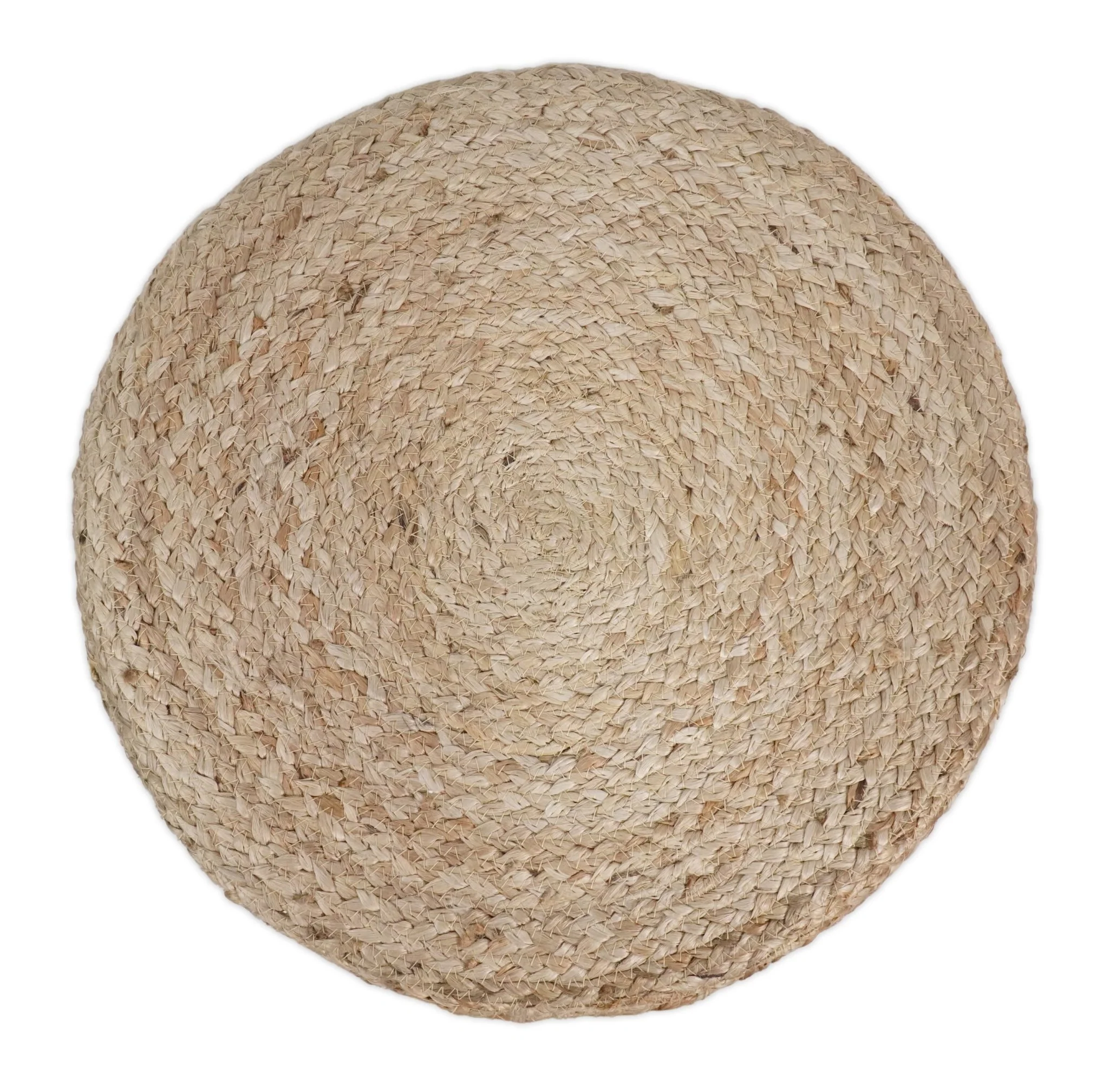 Boho Natural Brown Jute Round Pouf - Image 4