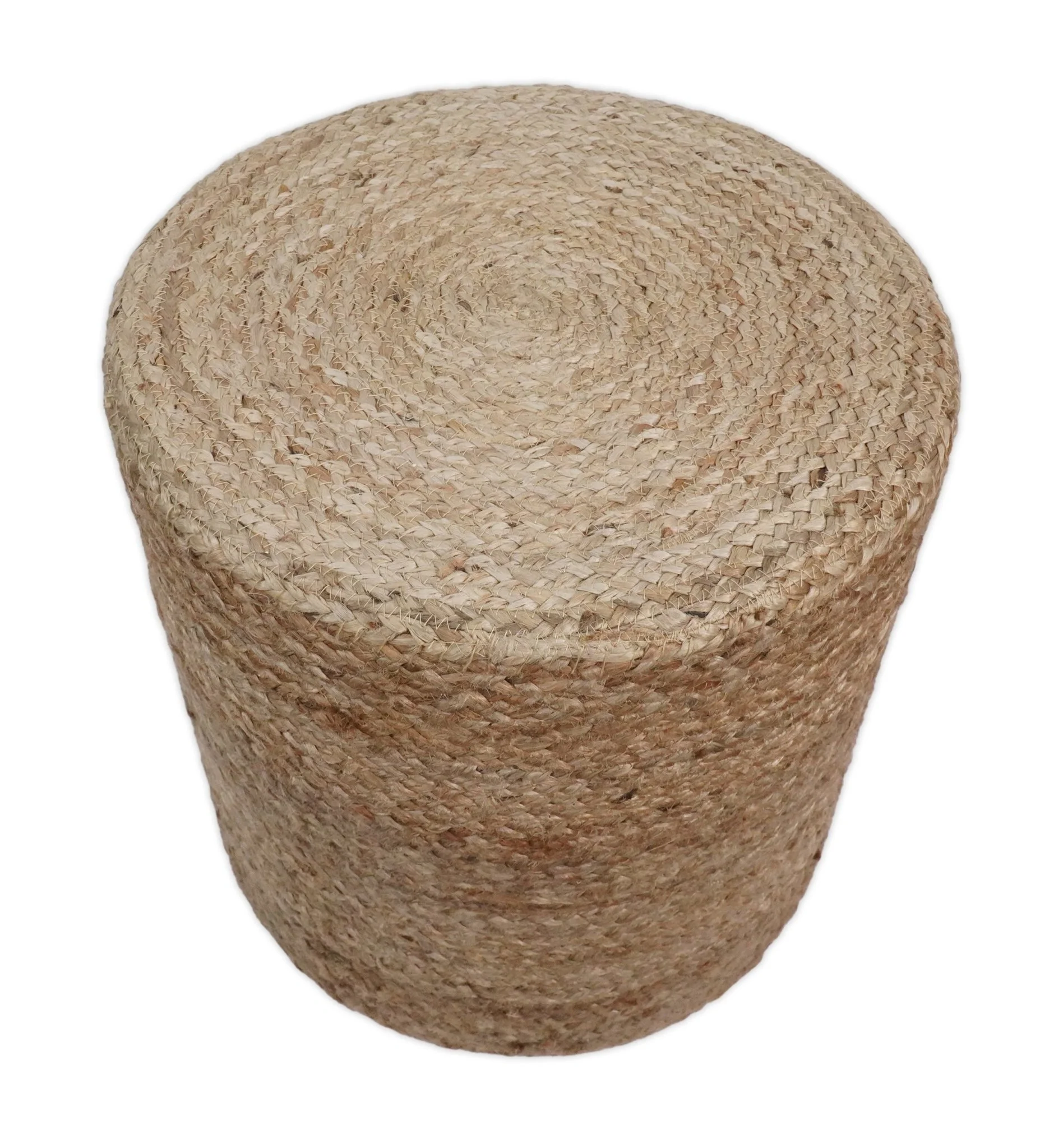 Boho Natural Brown Jute Round Pouf - Image 5