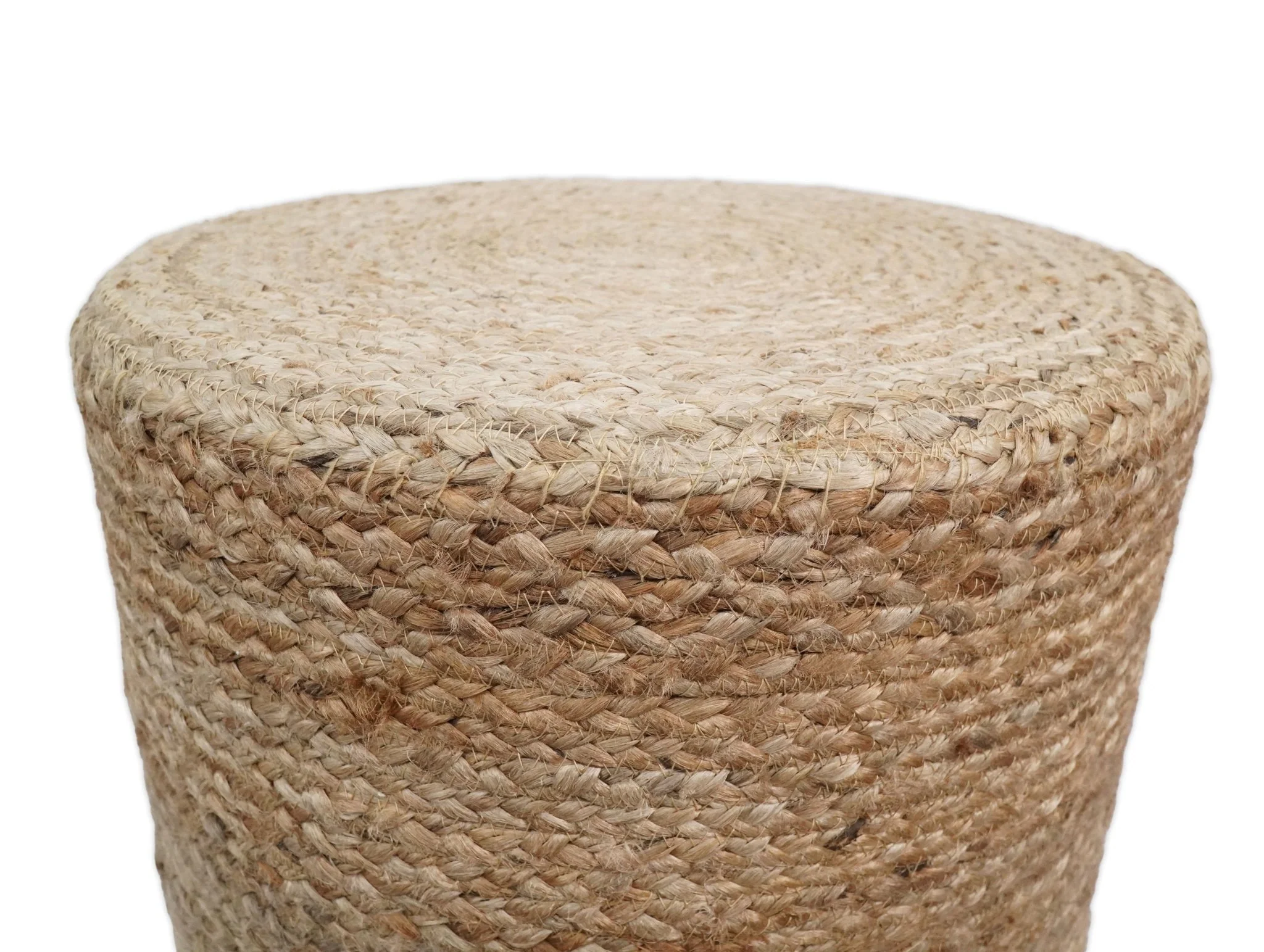 Boho Natural Brown Jute Round Pouf - Image 6