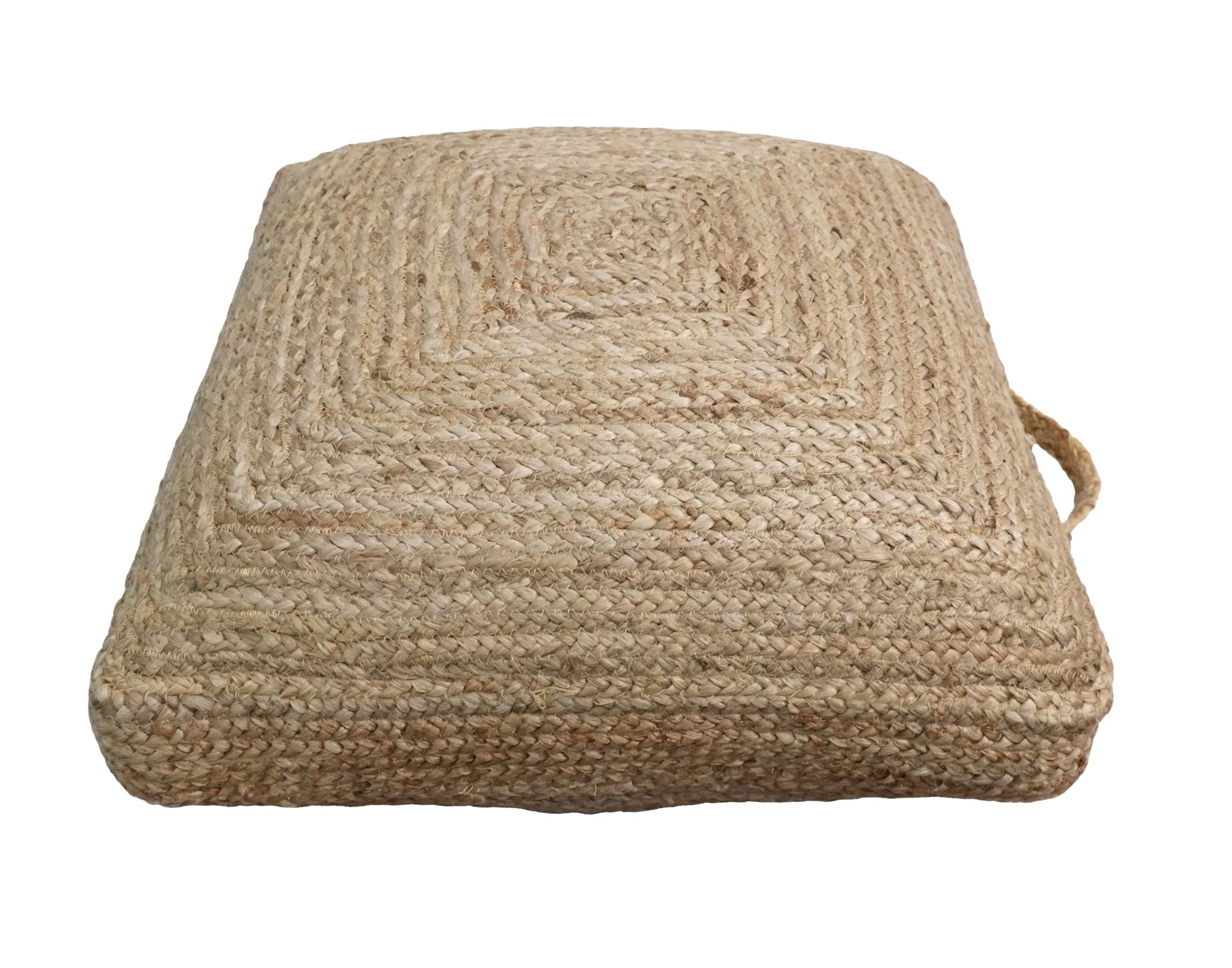 Natural Brown Hand Braided boho square Jute Square Pouf - Image 3