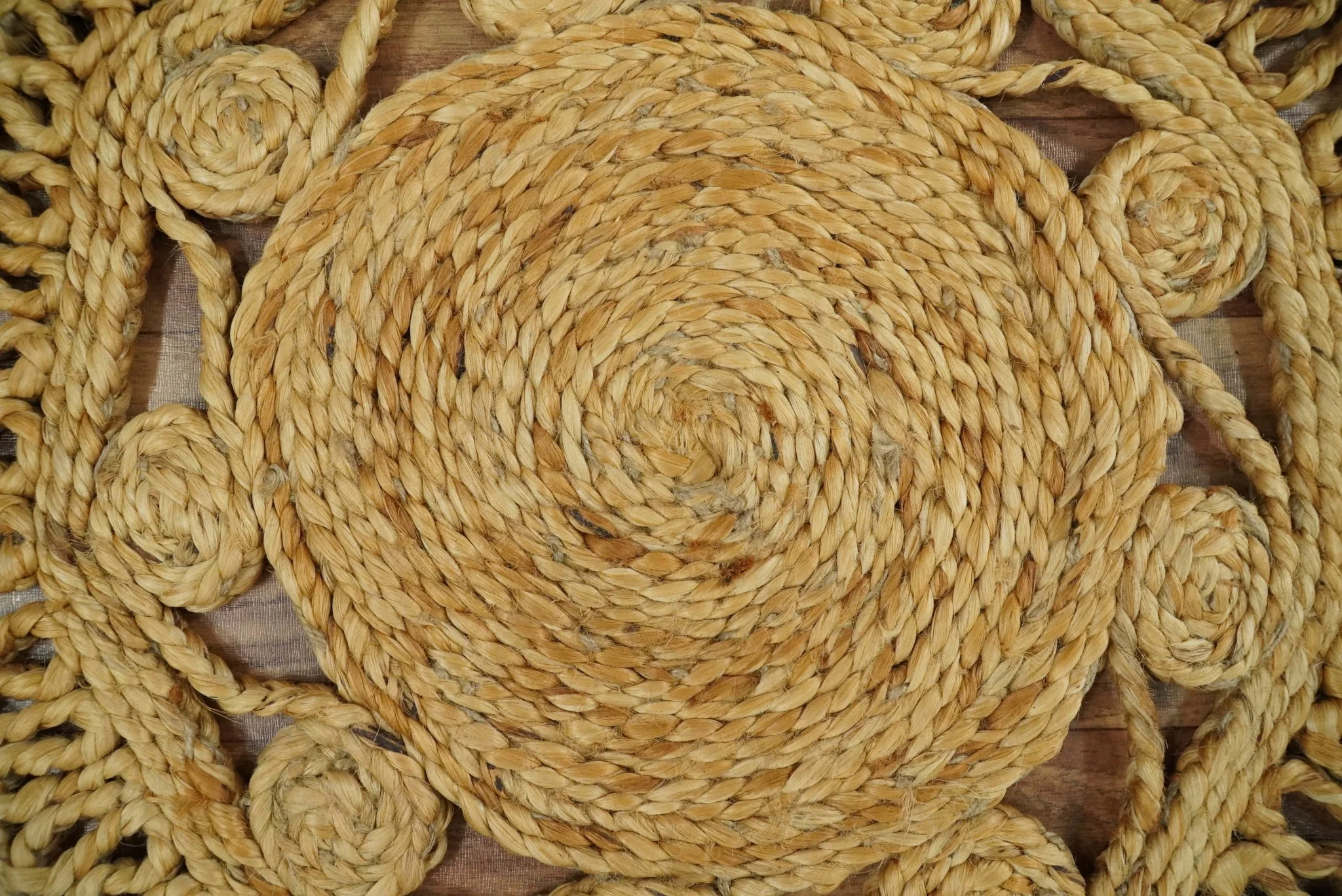 Hand Braided Solid Round Natural Brown Jute Silsal Rug | JR12 - Image 5