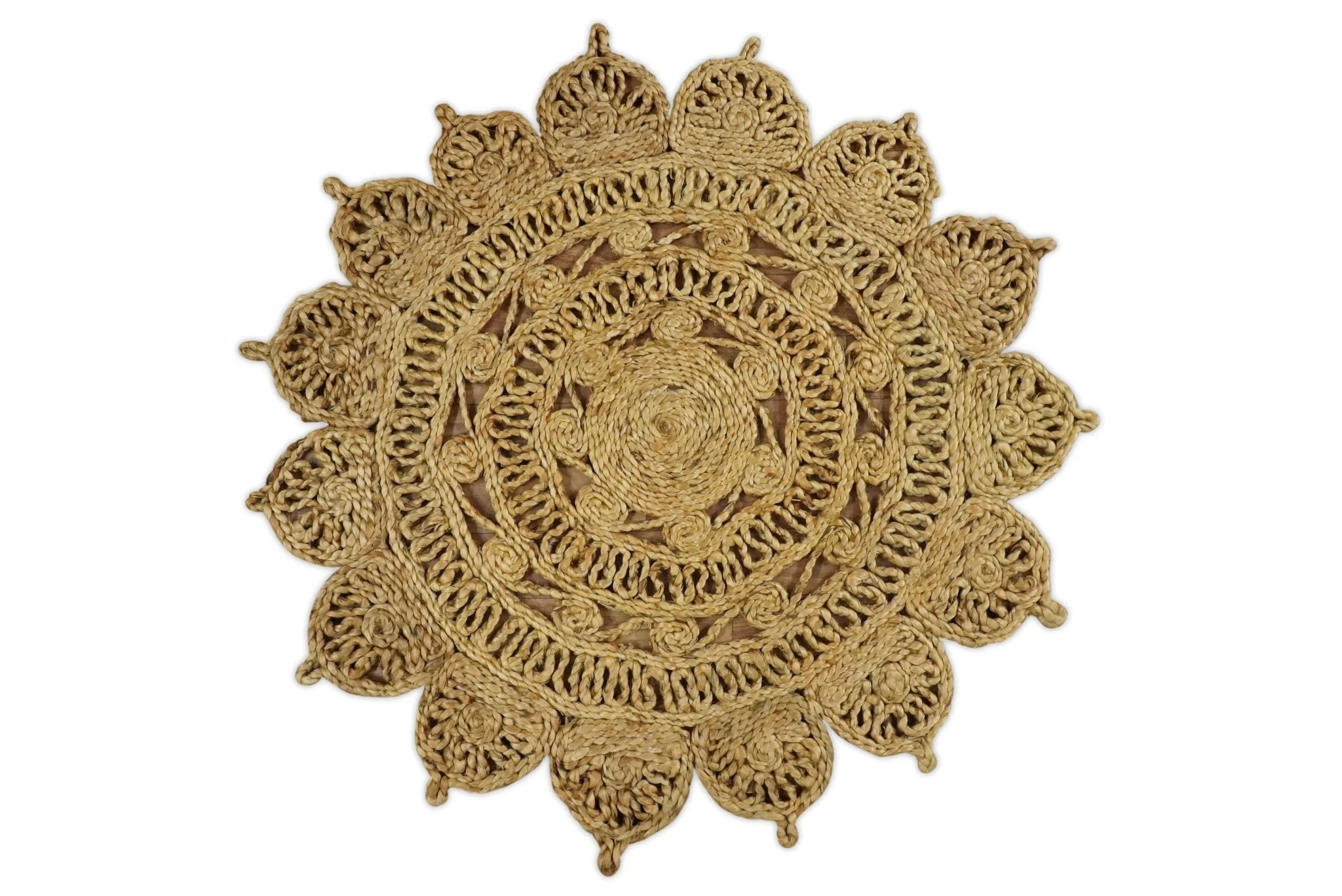 Hand Braided Solid Round Natural Brown Jute Silsal Rug | JR12 - Image 7