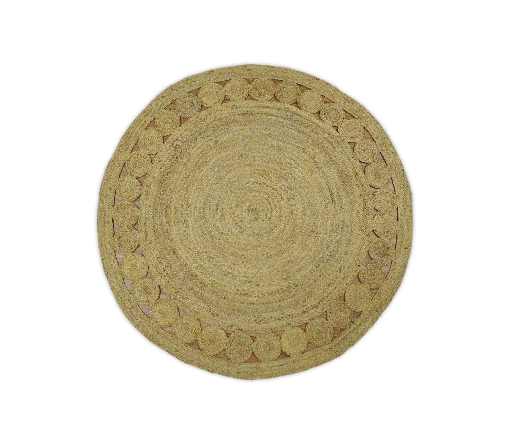 Hand Braided Solid Round natural Brown Jute Sisal Rug | JR13 - Image 10