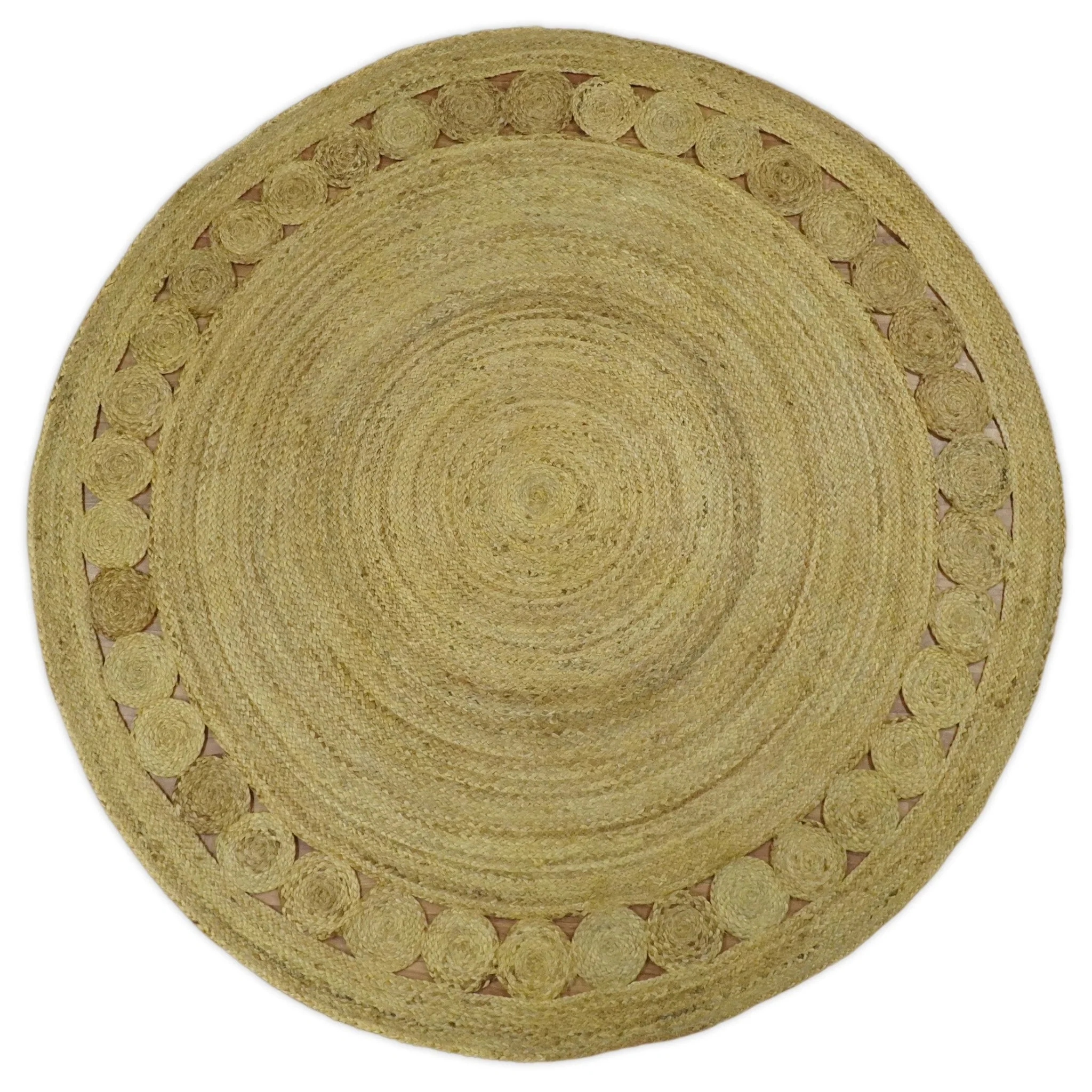 Hand Braided Solid Round natural Brown Jute Sisal Rug | JR13 - Image 8