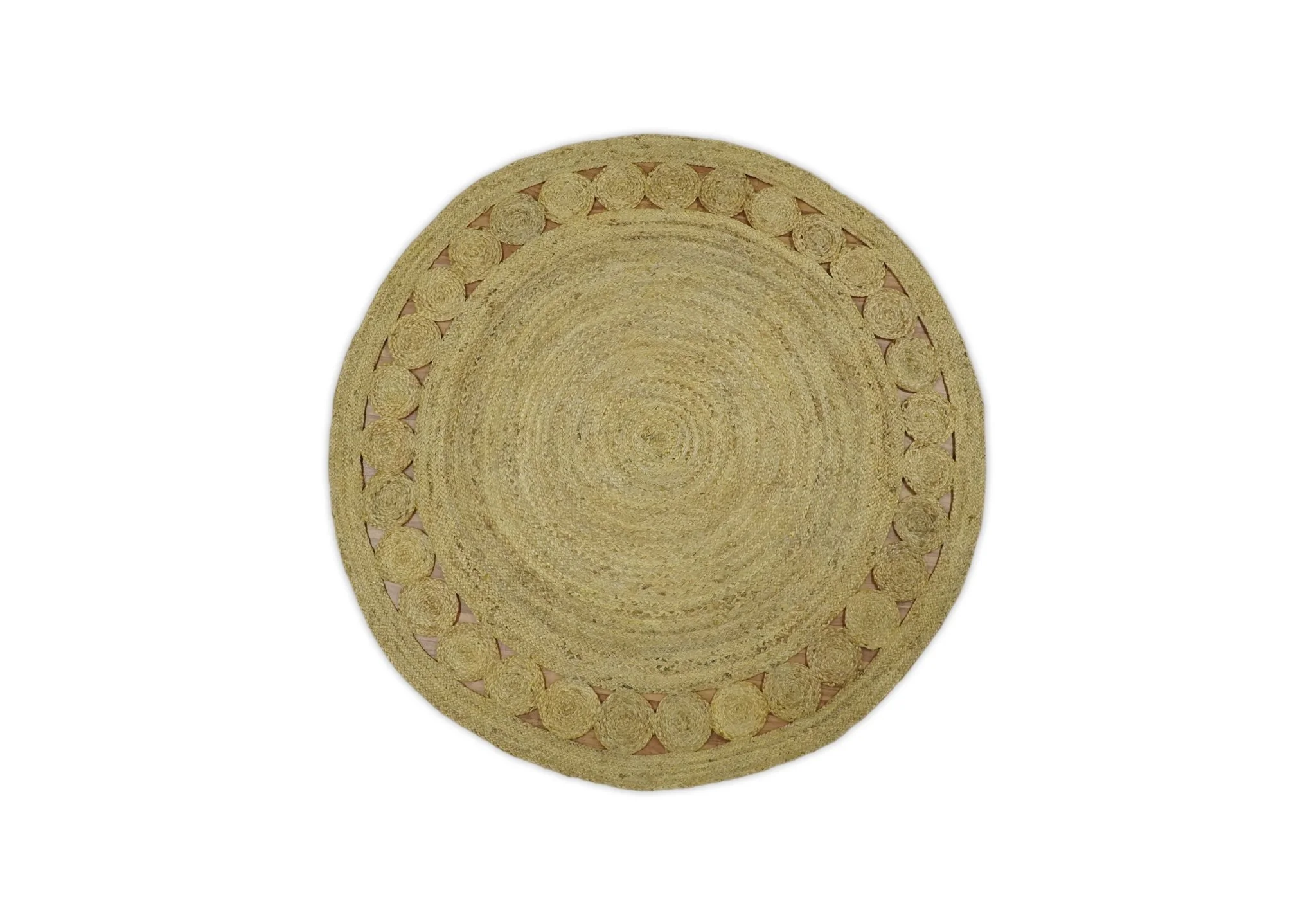 Hand Braided Solid Round natural Brown Jute Sisal Rug | JR13 - Image 9