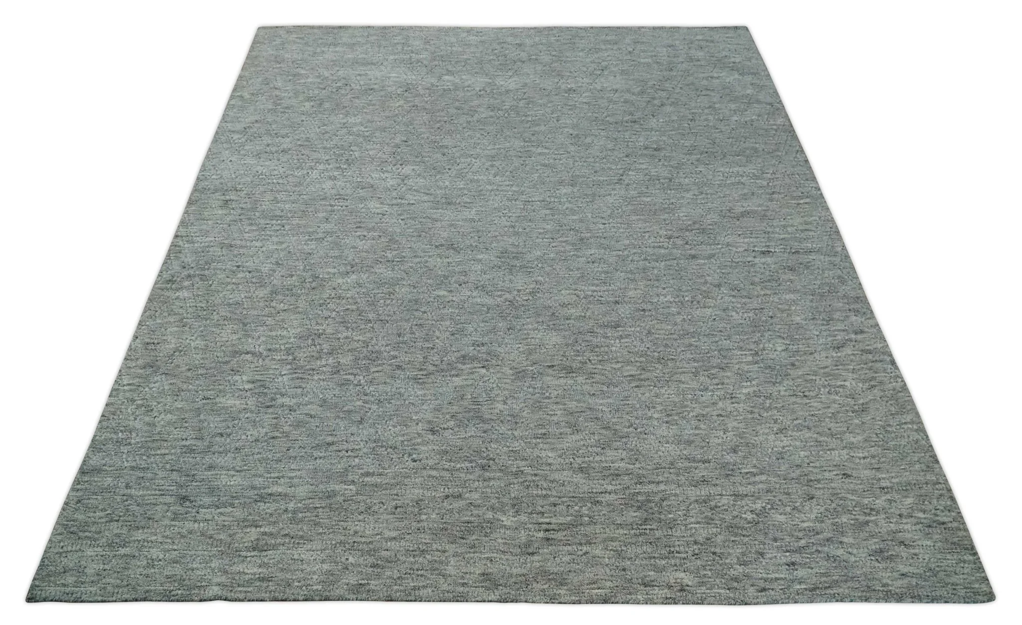 Hand carved Geometrical Design Ivory, Gray and Charcoal Hand knotted wool Area Rug - Image 10