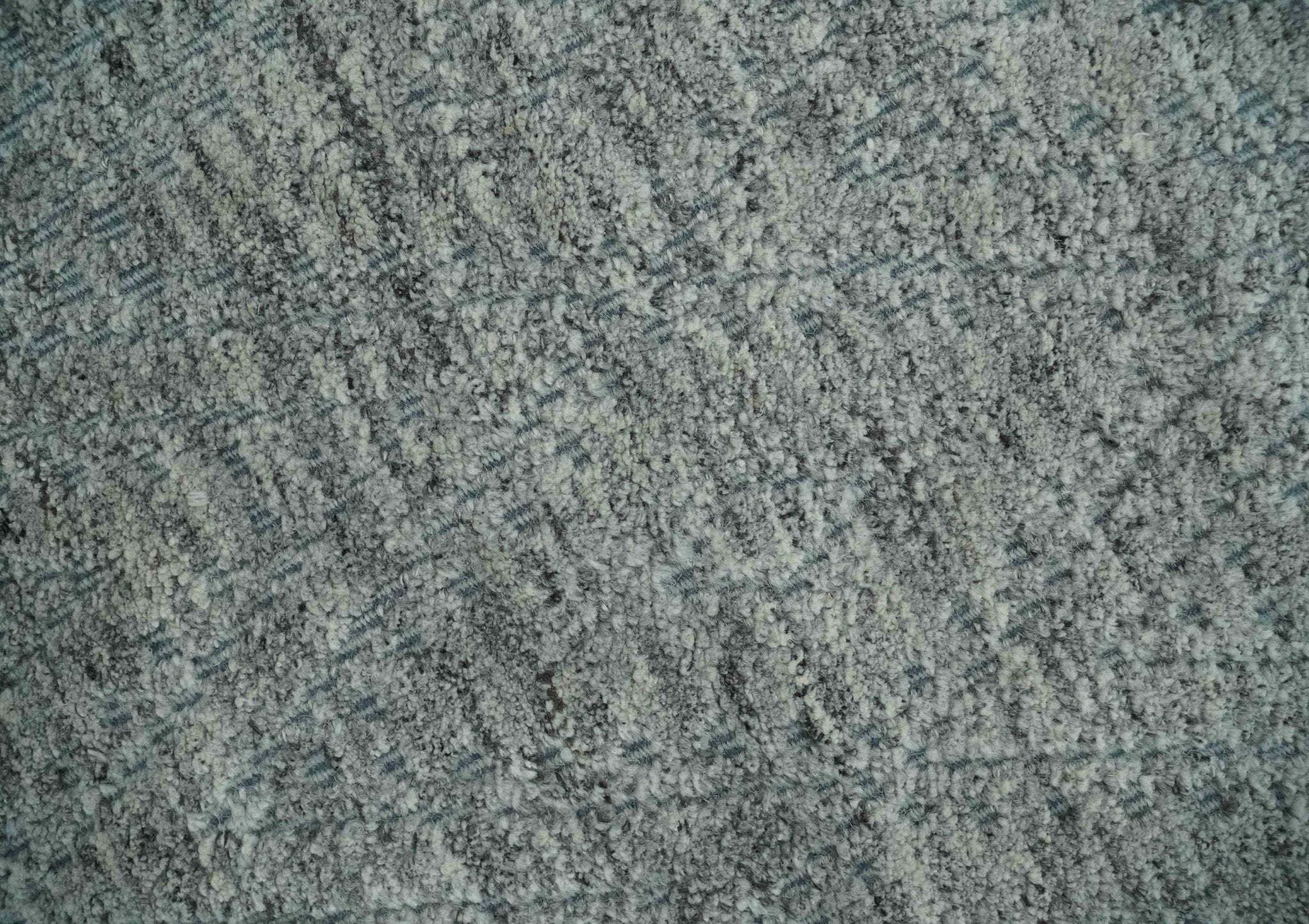 Hand carved Geometrical Design Ivory, Gray and Charcoal Hand knotted wool Area Rug - Image 4