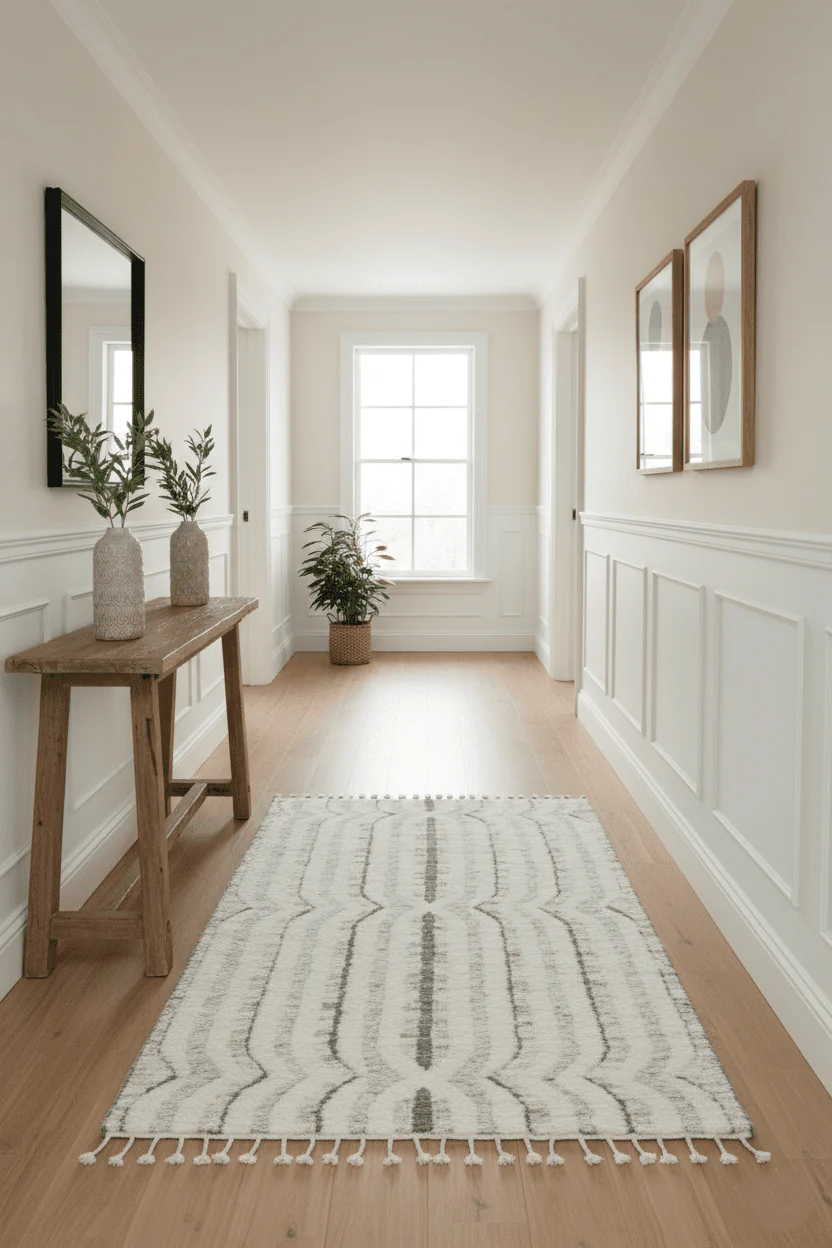 Hand Carved Texture Ivory, Gray, Charcoal and Beige Moroccan Style Modern Stripes Design 5x8 wool Area Rug - Image 2