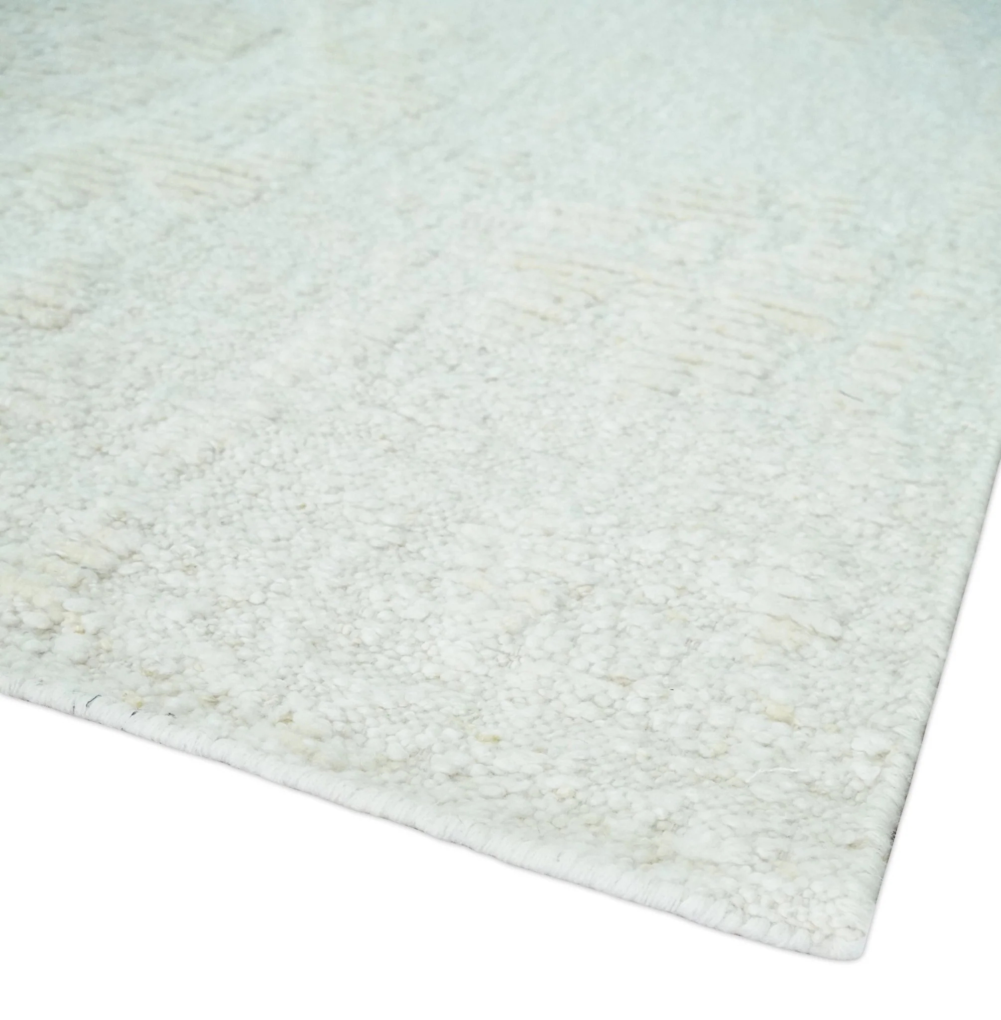 Hand carved Ivory Traditional Hand Knotted 8x10 high low Wool Area Rug - Image 4