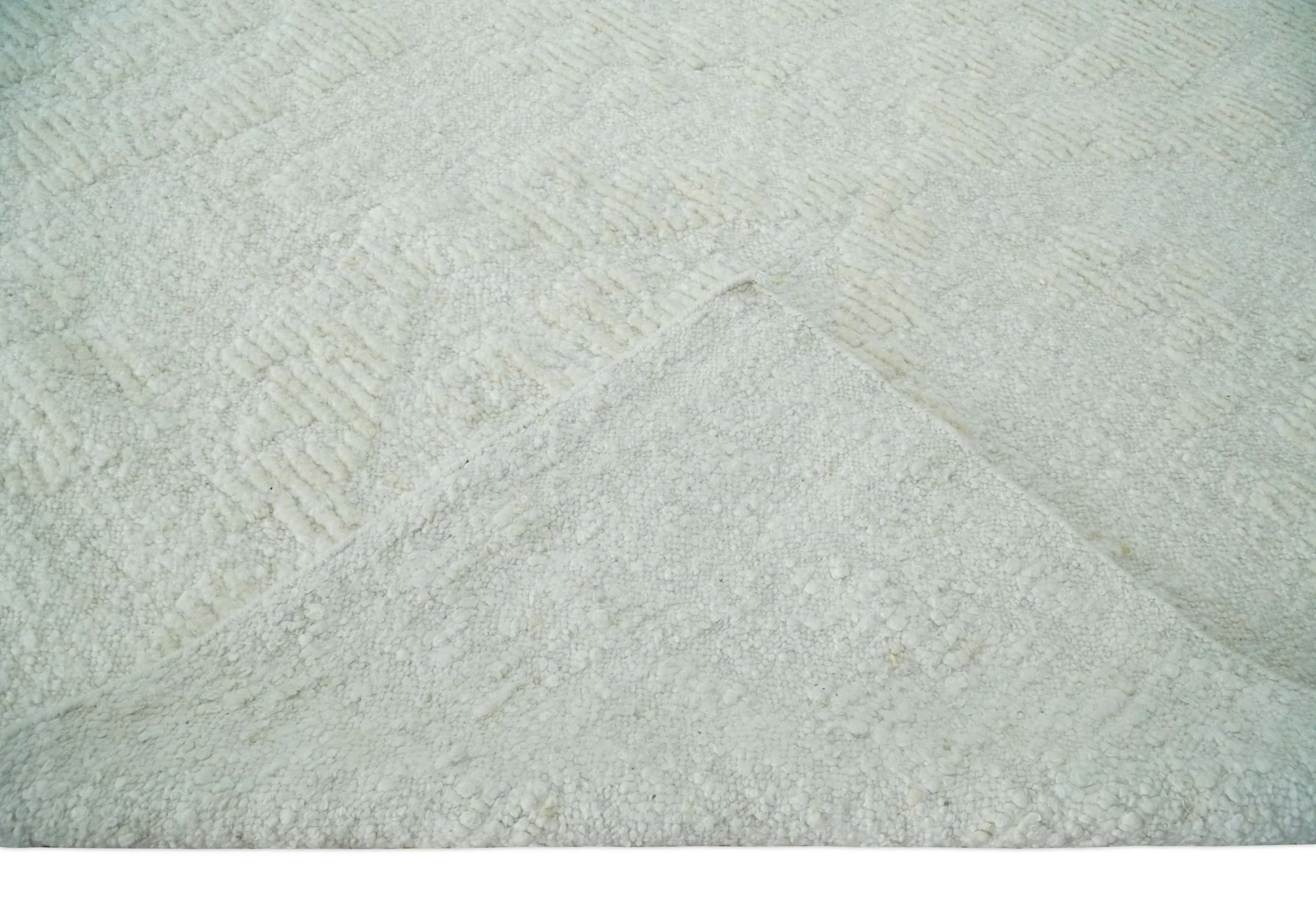Hand carved Ivory Traditional Hand Knotted 8x10 high low Wool Area Rug - Image 5