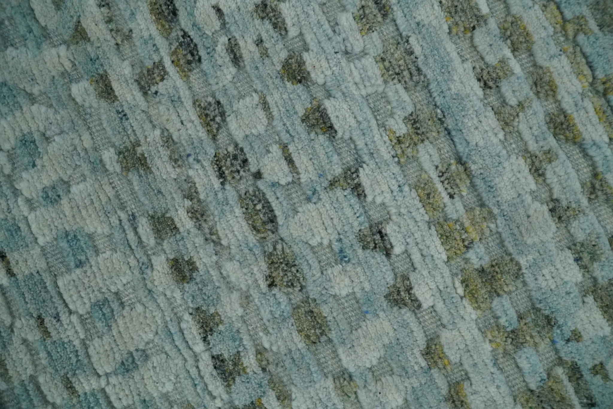 8x11 Contemporary Texture Blue, Silver and Green Hand knotted wool Area Rug - Image 4