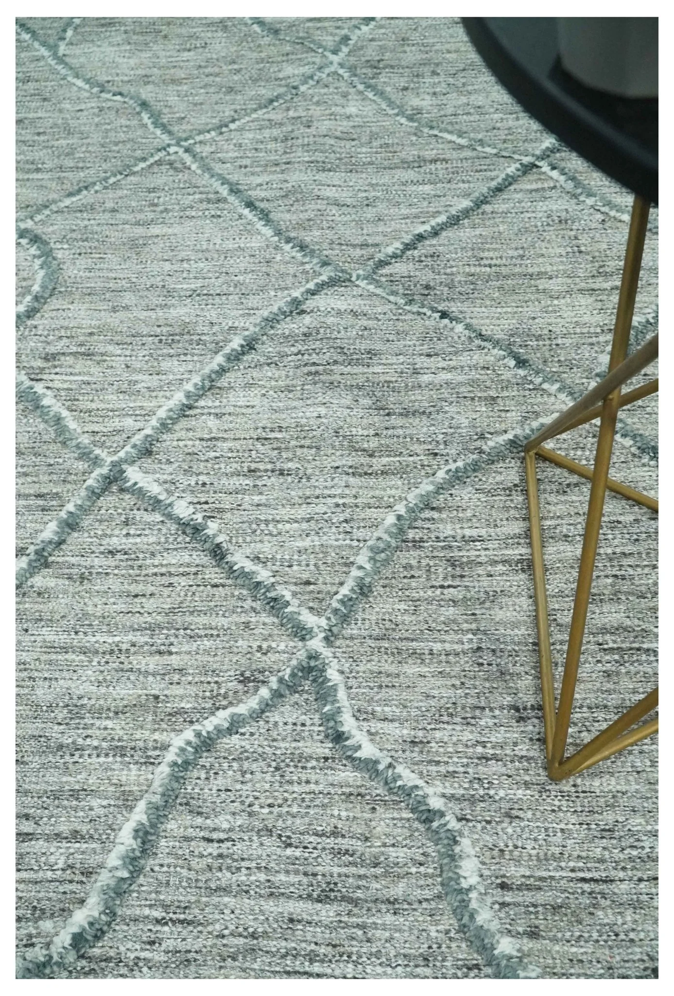 Modern Geometrical Hand carved Texture Gray, Ivory and Charcoal Hand Knotted 5x8 wool Area Rug - Image 3