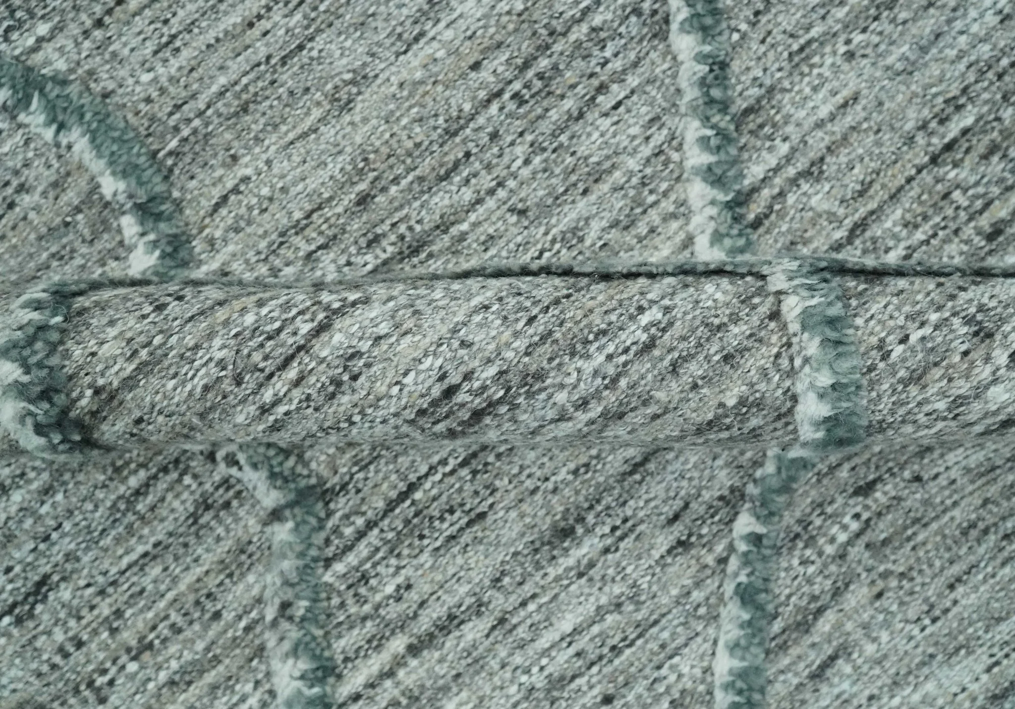 Modern Geometrical Hand carved Texture Gray, Ivory and Charcoal Hand Knotted 5x8 wool Area Rug - Image 7