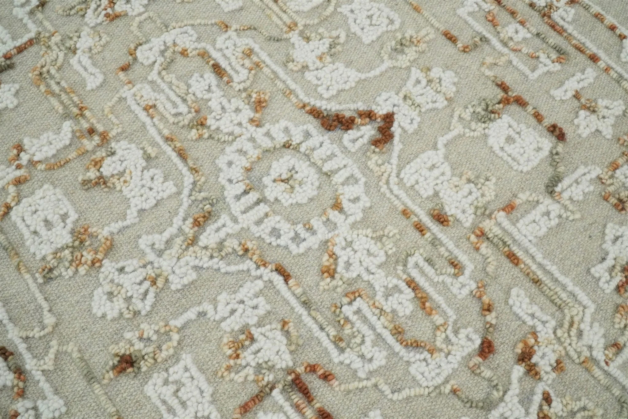 Hand Hooked 5x8 Brown and White Wool Textured Loop Area Rug | GAR3 - Image 2