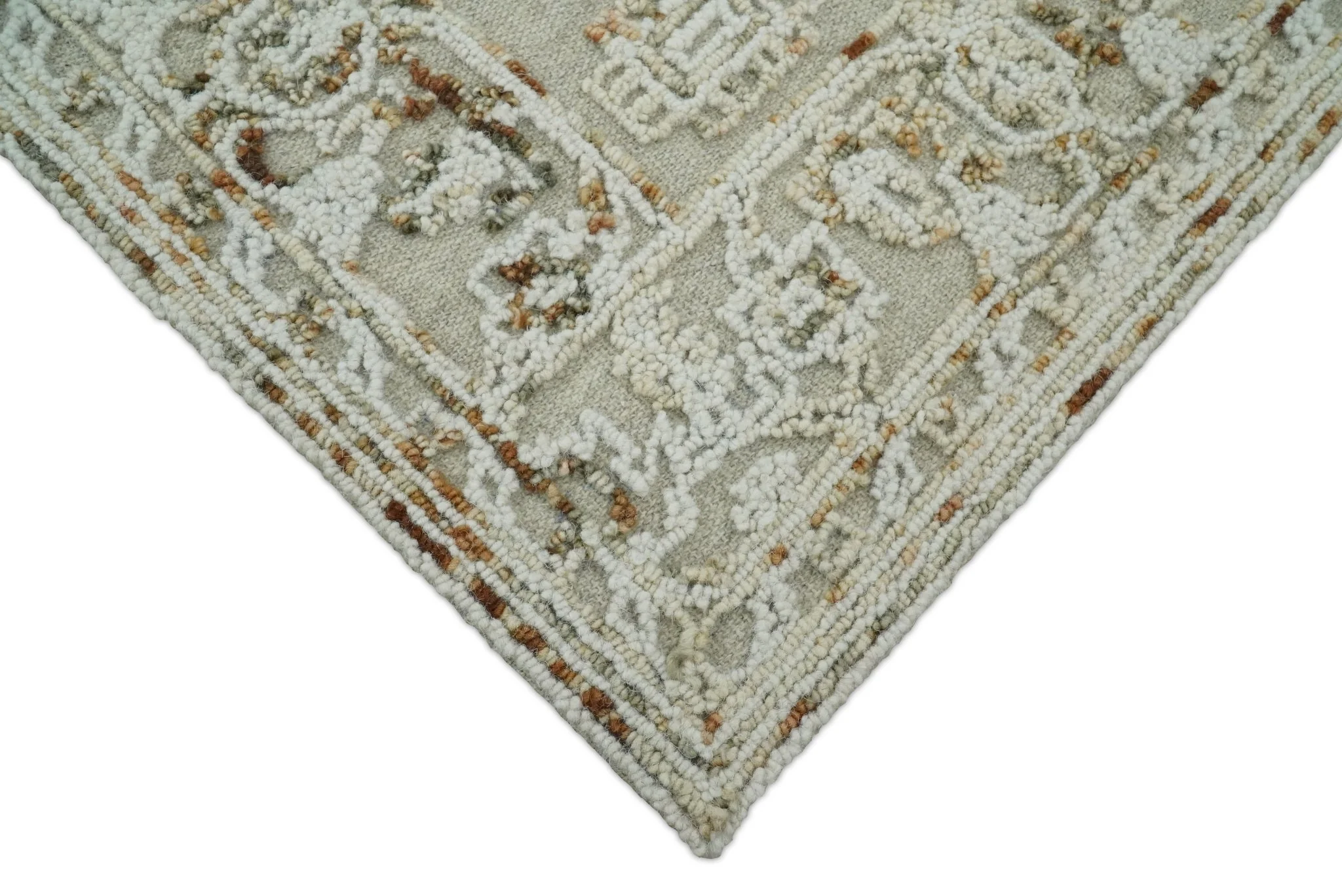 Hand Hooked 5x8 Brown and White Wool Textured Loop Area Rug | GAR3 - Image 3