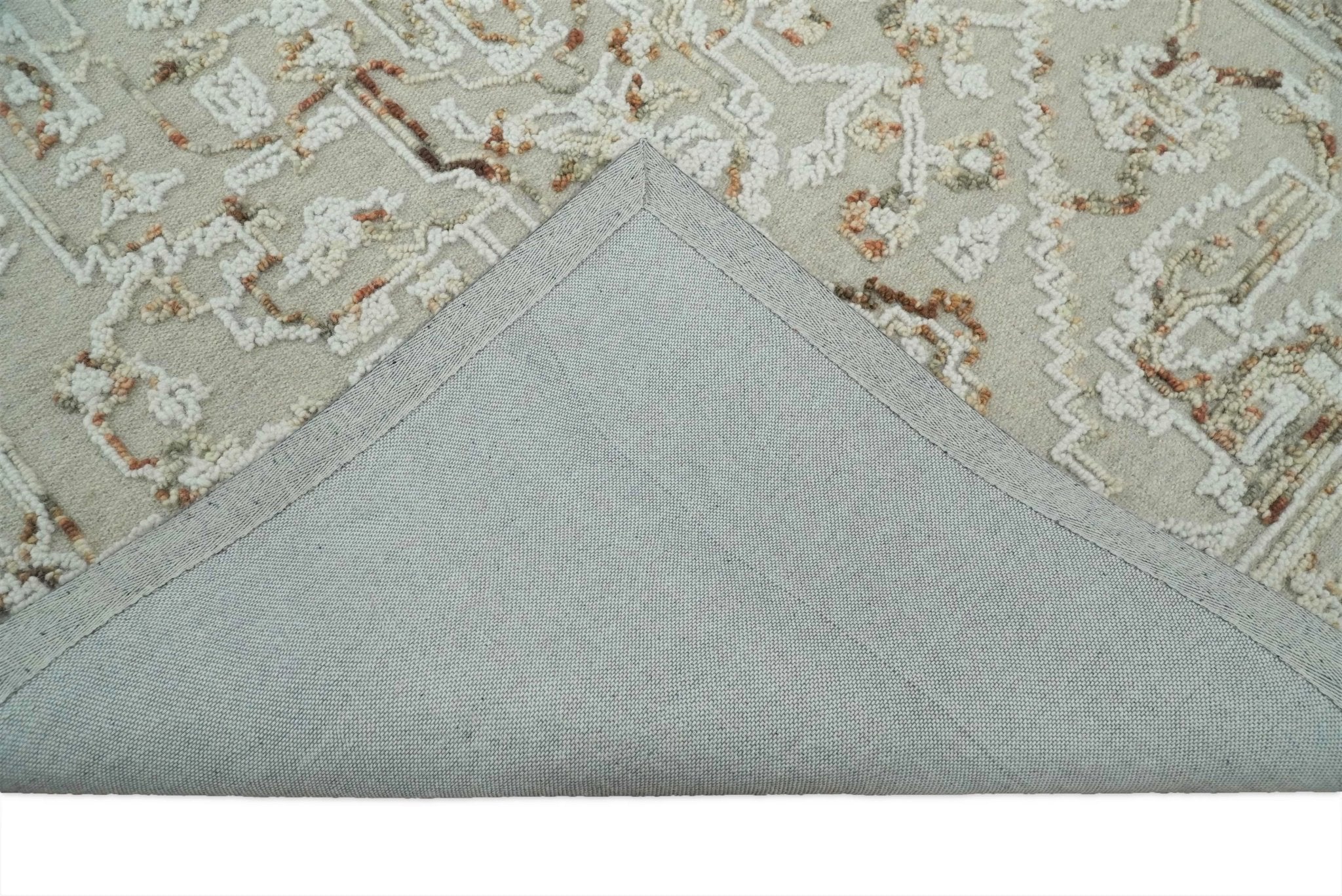 Hand Hooked 5x8 Brown and White Wool Textured Loop Area Rug | GAR3 - Image 7