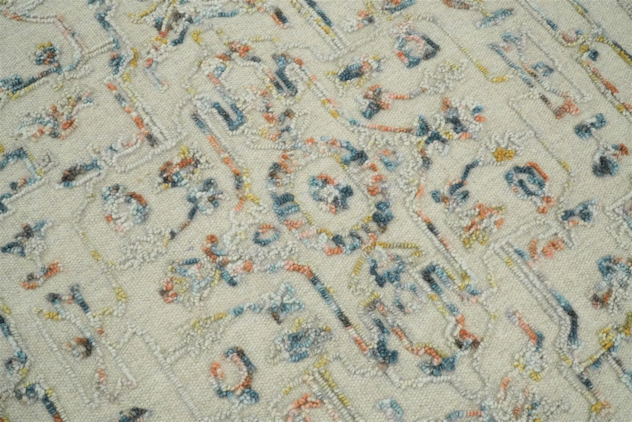 Hand Hooked 5x8 Silver and Blue Wool Textured Loop Area Rug | GAR5 - Image 2