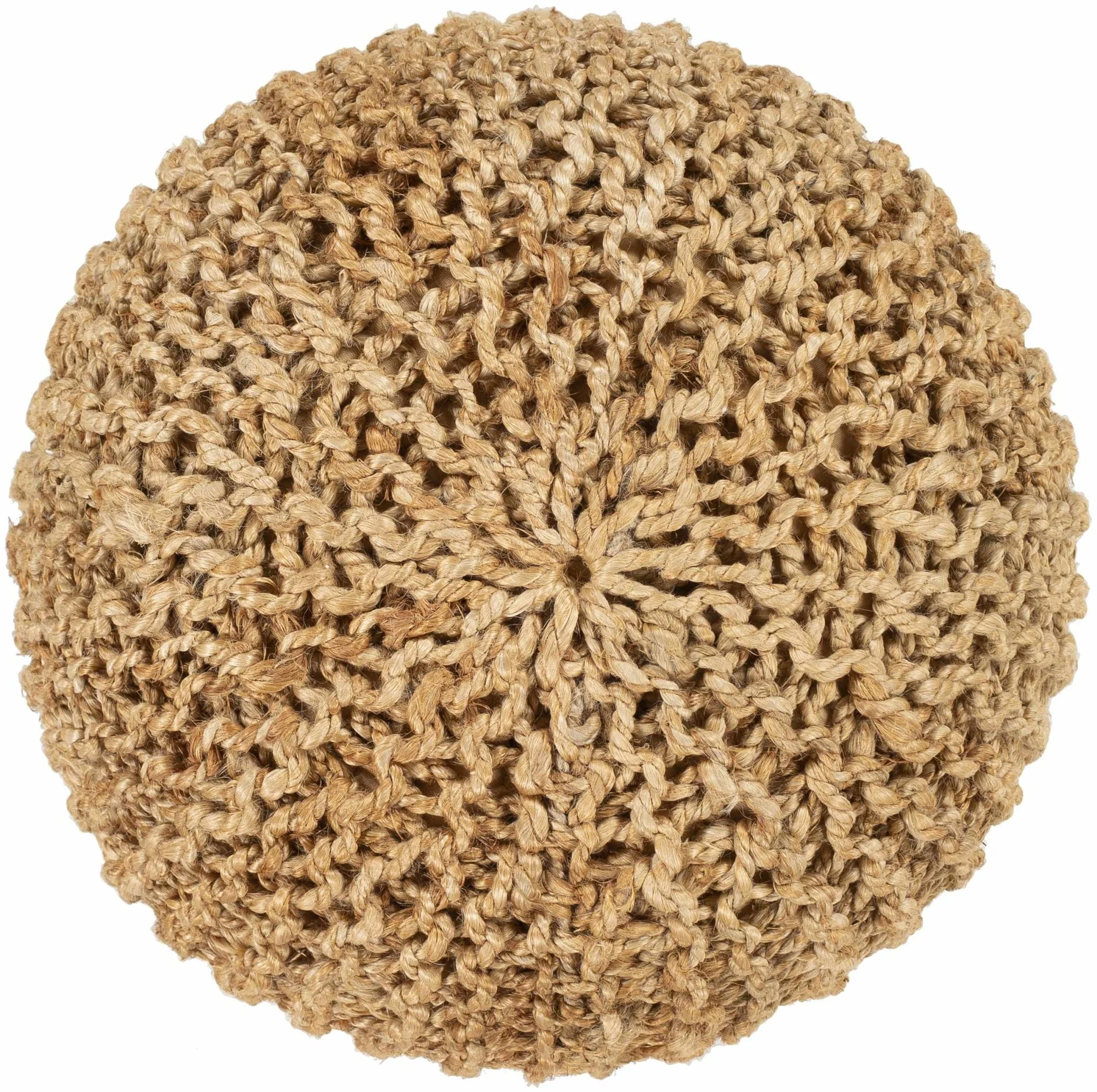 Hand Knitted Natural Fiber Tan Cylindrical Jute Pouf perfect for Home decor - Image 5