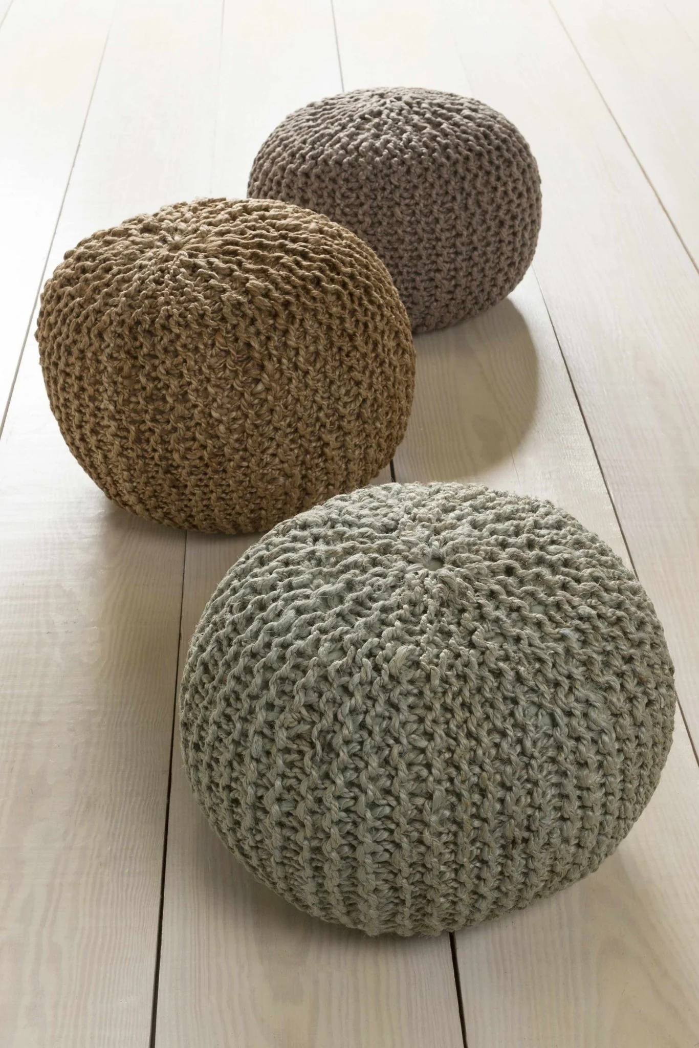 Hand Knitted Natural Fiber Tan Cylindrical Jute Pouf perfect for Home decor - Image 7