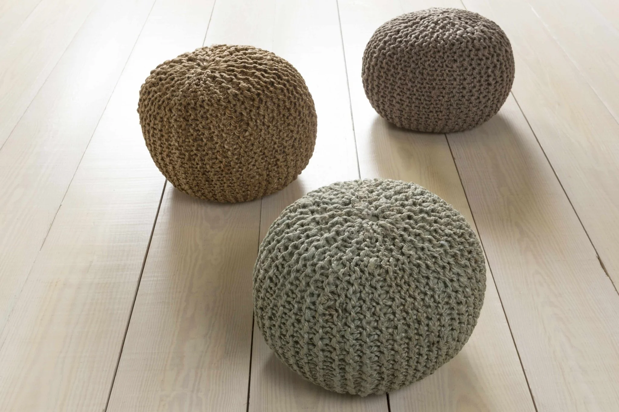 Hand Knitted Natural Fiber Tan Cylindrical Jute Pouf perfect for Home decor - Image 8