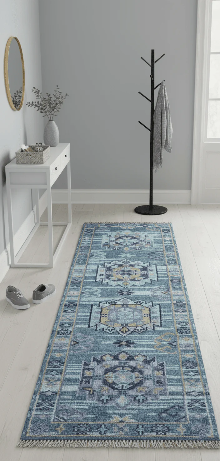 Hand knotted 2.6x8 Gray Traditional Transitional Design Wool Area Rug - Image 2