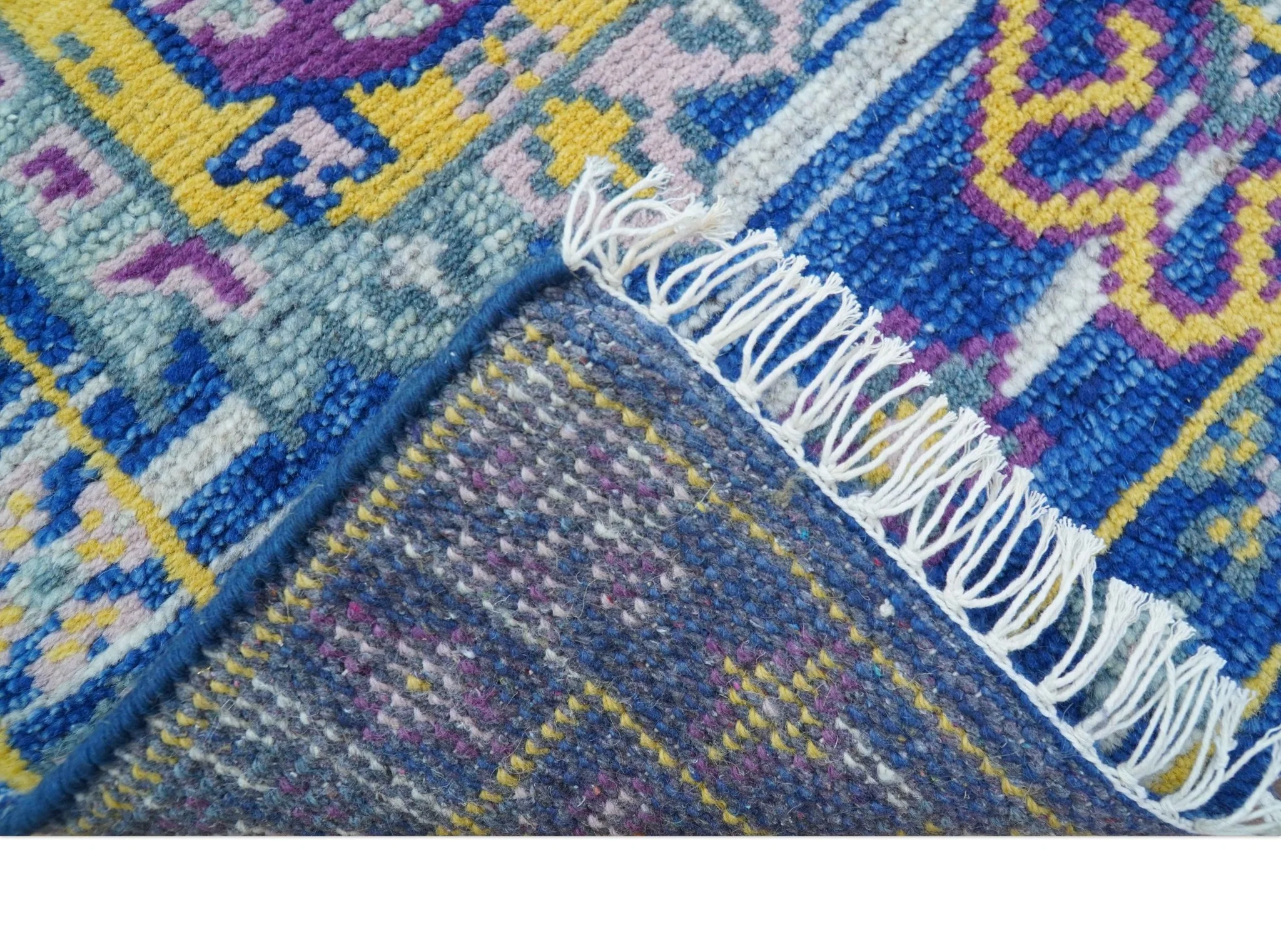 Hand knotted 2x3 Blue Traditional Transitional Design Wool Area Rug - Image 5