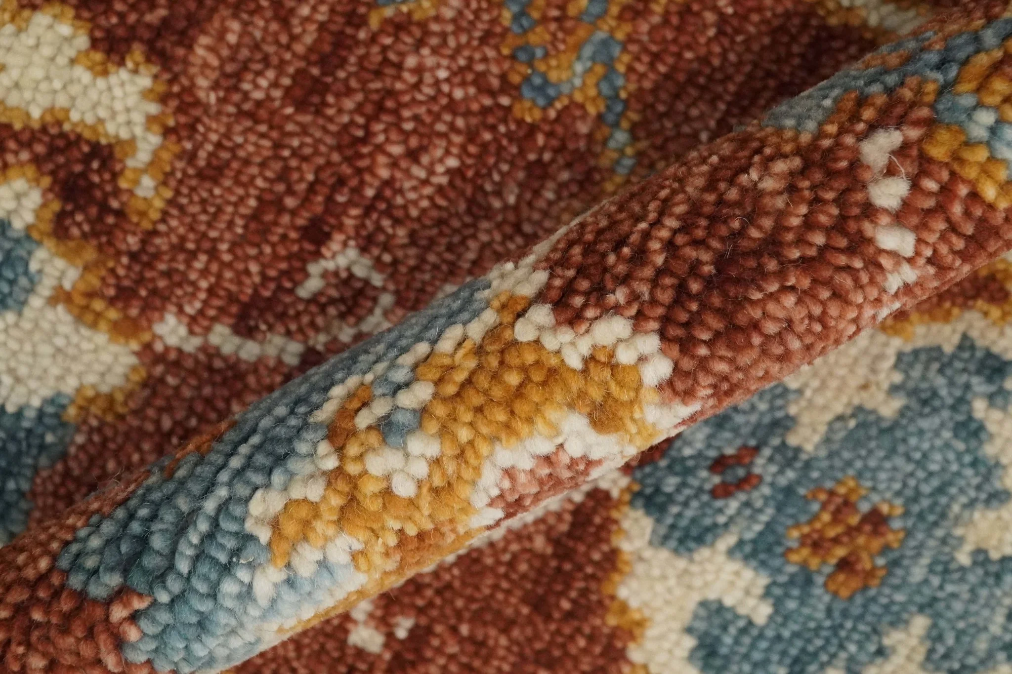 Hand Knotted 2x3 Rust, Blue and Ivory Traditional Antique Persian Design Wool Rug | TRDCP79923 - Image 4