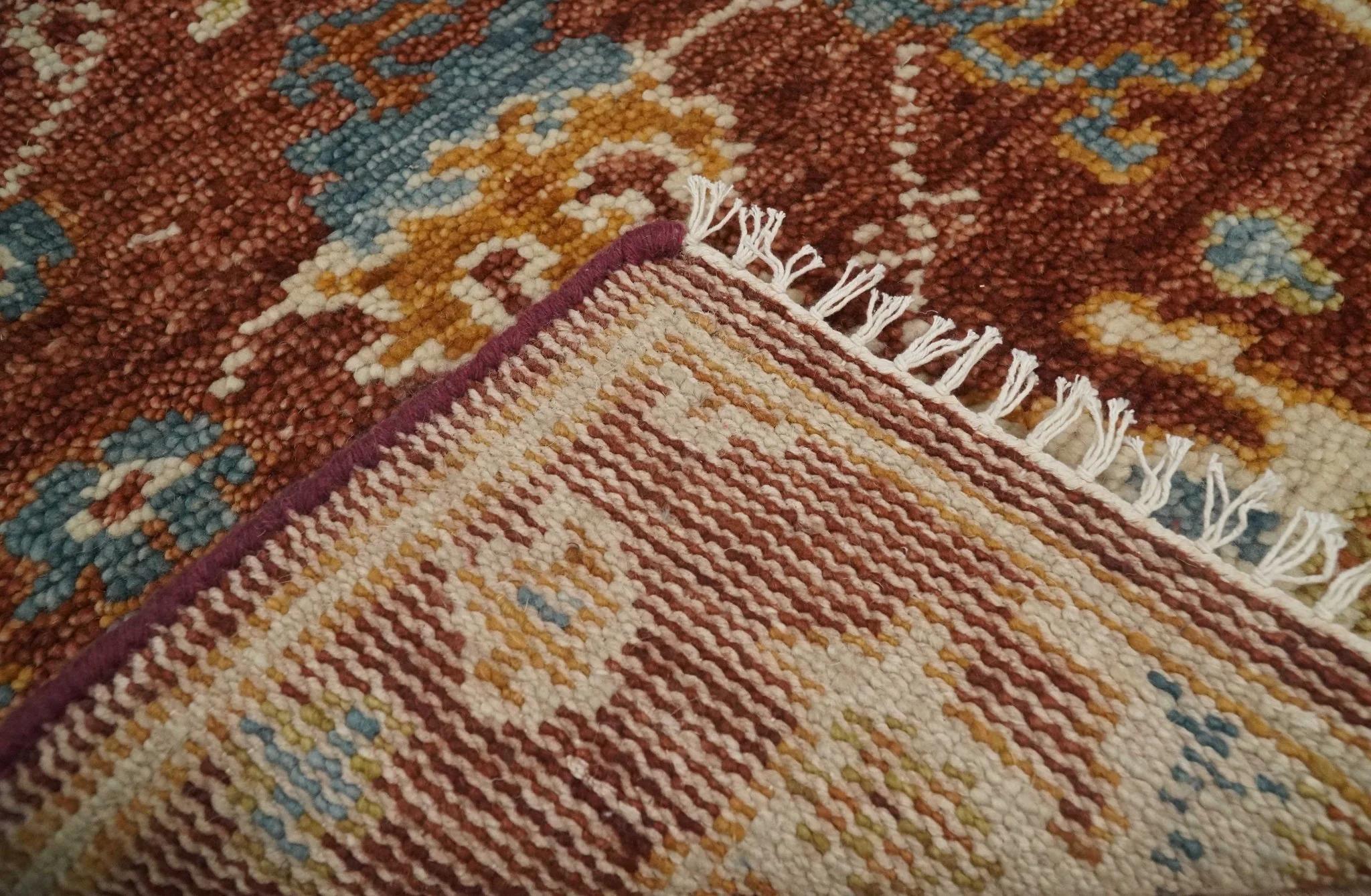 Hand Knotted 2x3 Rust, Blue and Ivory Traditional Antique Persian Design Wool Rug | TRDCP79923 - Image 5