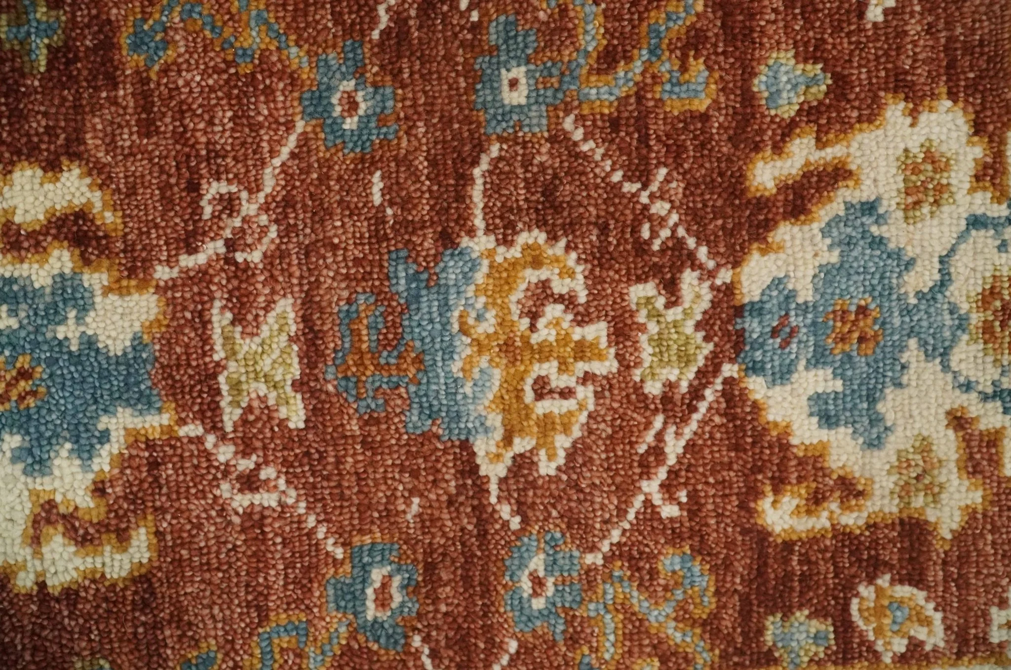 Hand Knotted 2x3 Rust, Blue and Ivory Traditional Antique Persian Design Wool Rug | TRDCP79923 - Image 7