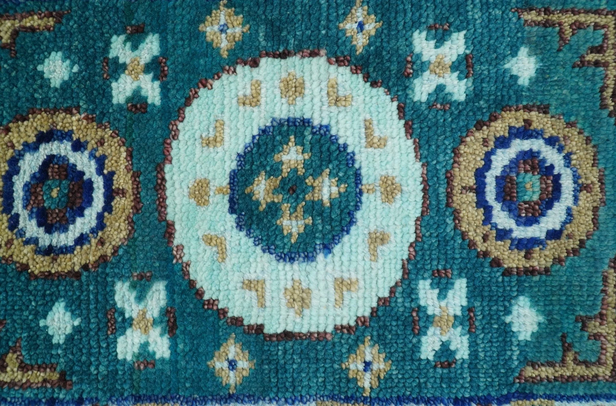 Hand knotted 2x3 Teal Traditional Khotan Design Wool Area Rug - Image 3