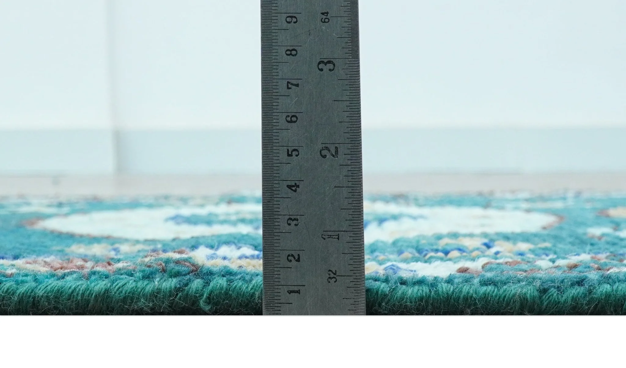 Hand knotted 2x3 Teal Traditional Khotan Design Wool Area Rug - Image 6