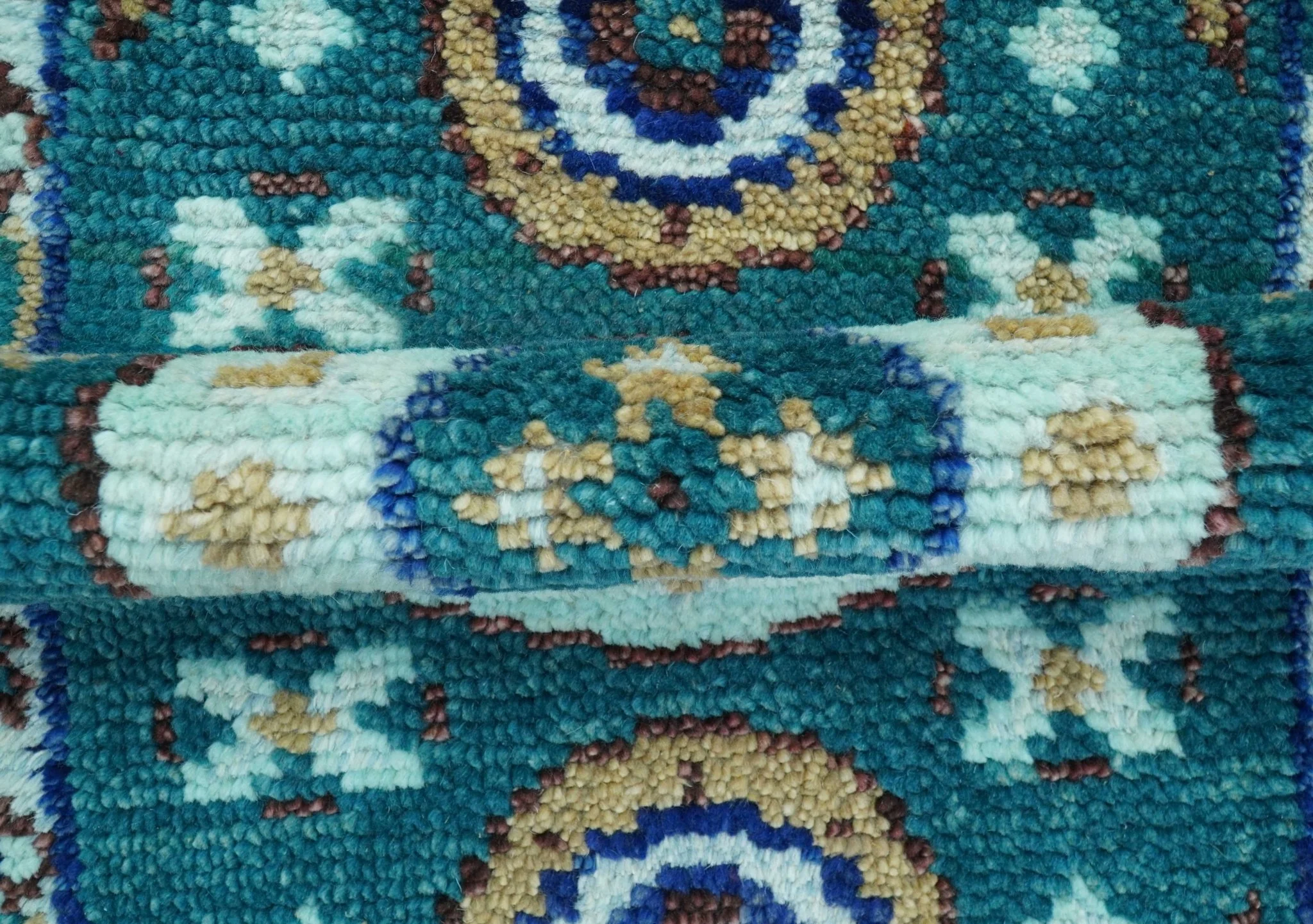 Hand knotted 2x3 Teal Traditional Khotan Design Wool Area Rug - Image 7