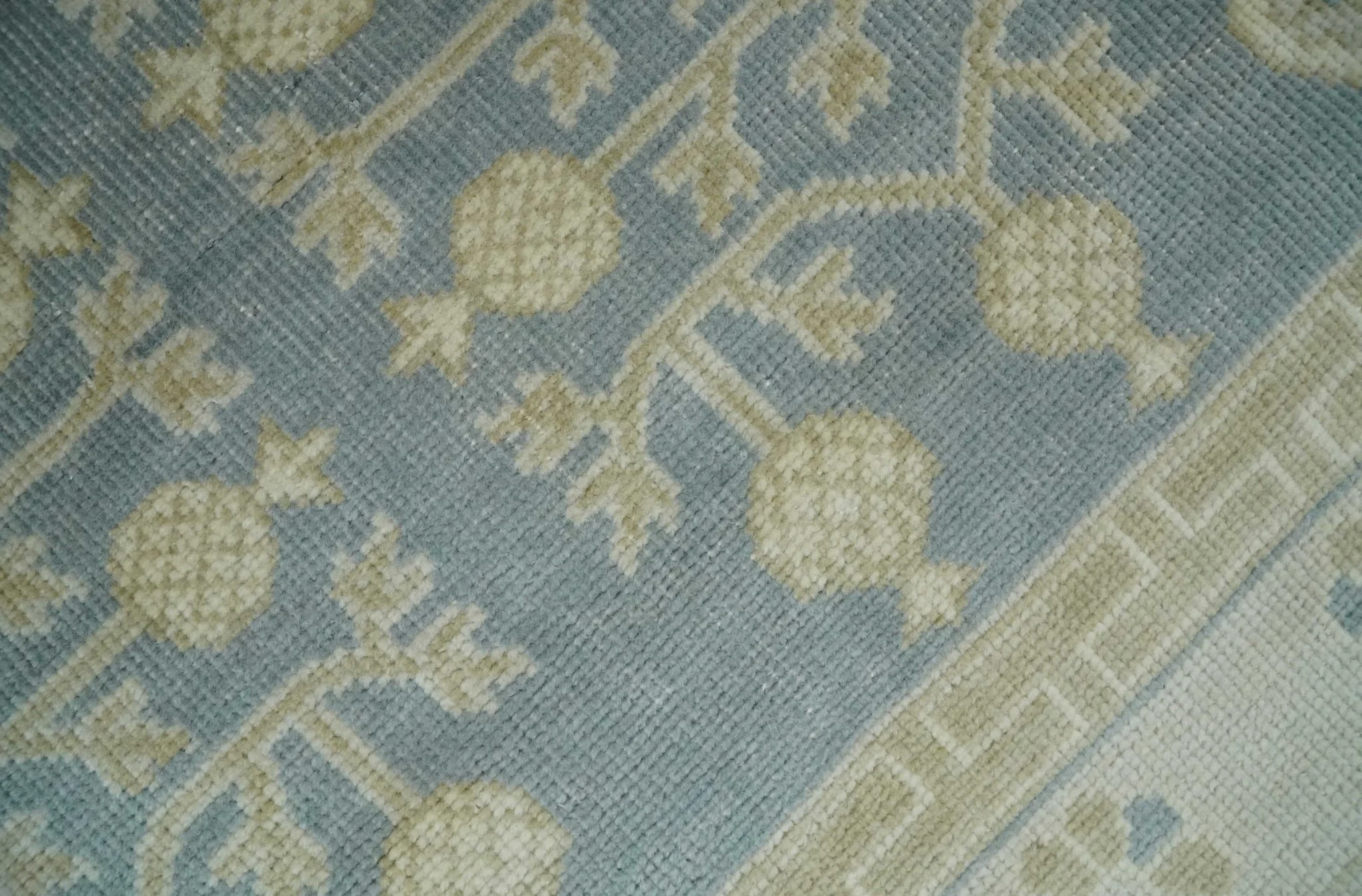 Hand Knotted 3x3 Gray, Ivory and Beige Traditional Low Pile Wool Rug, Bedside Rug | N35033 - Image 2