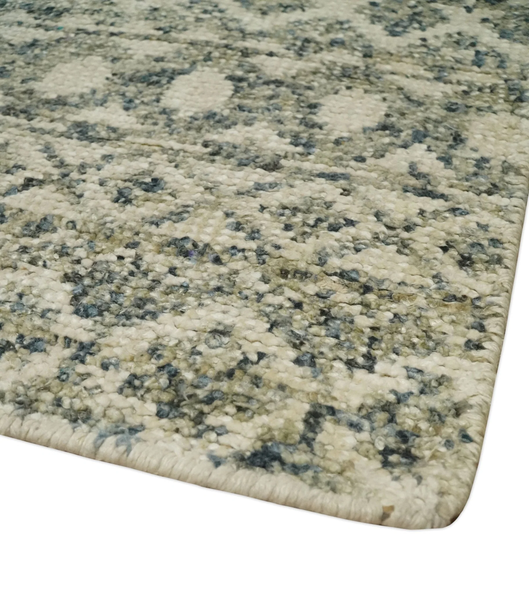 Hand Knotted 4x6 Beige, Camel and Olive Modern Contemporary Southwestern Tribal Trellis Recycled Silk Area Rug | OP59 - Image 3