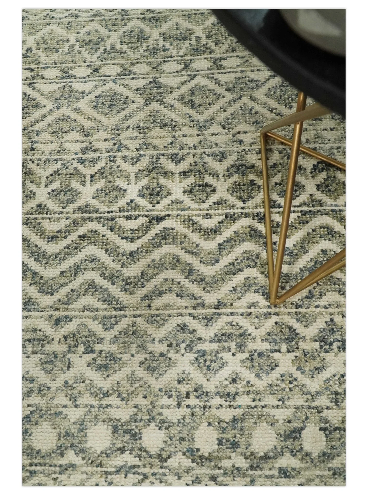 Hand Knotted 4x6 Beige, Camel and Olive Modern Contemporary Southwestern Tribal Trellis Recycled Silk Area Rug | OP59 - Image 4
