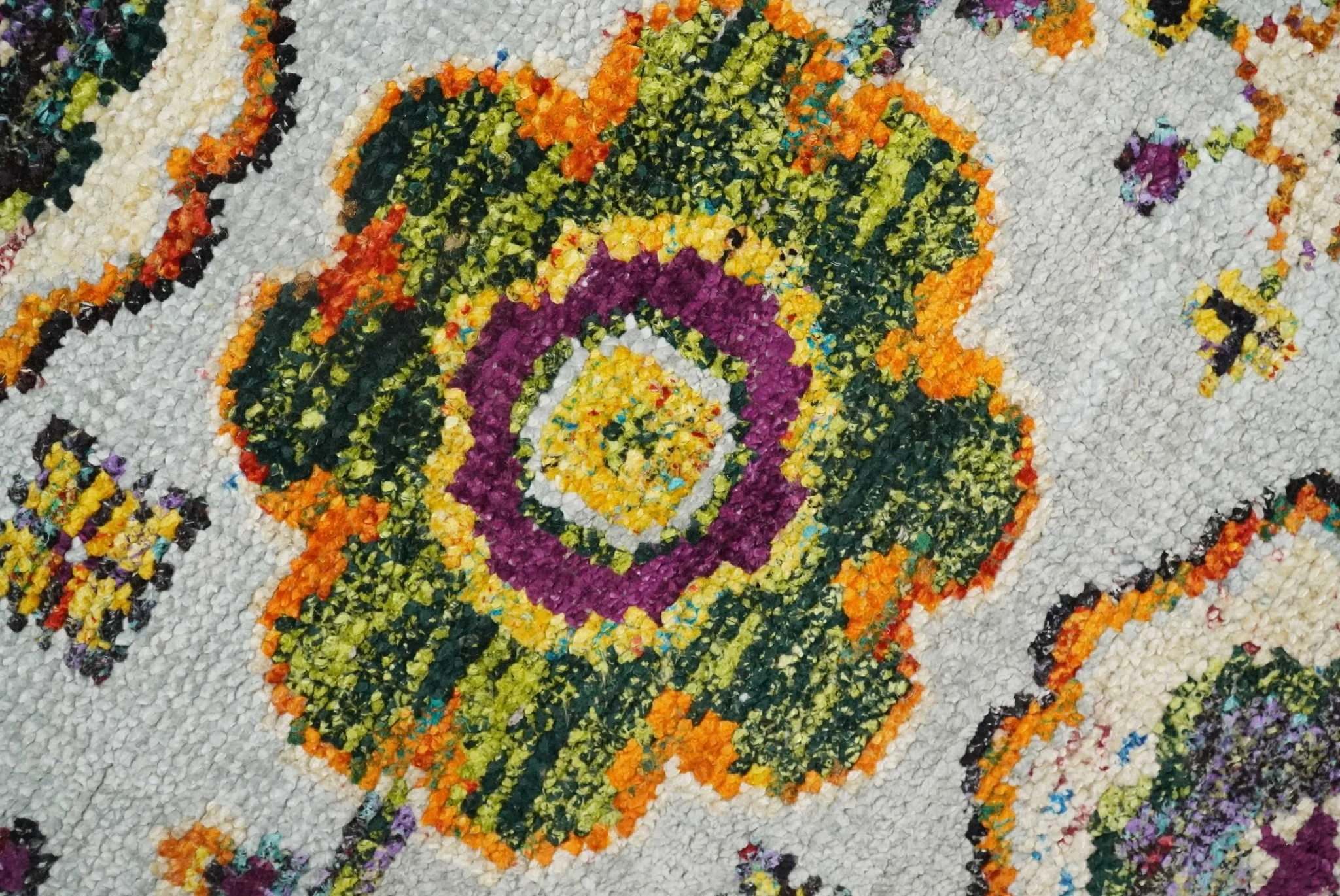 Hand Knotted 4x6 Silver, Mustard and Gold Persian Oushak made of Recycled Silk Area Rug | OP65 - Image 2