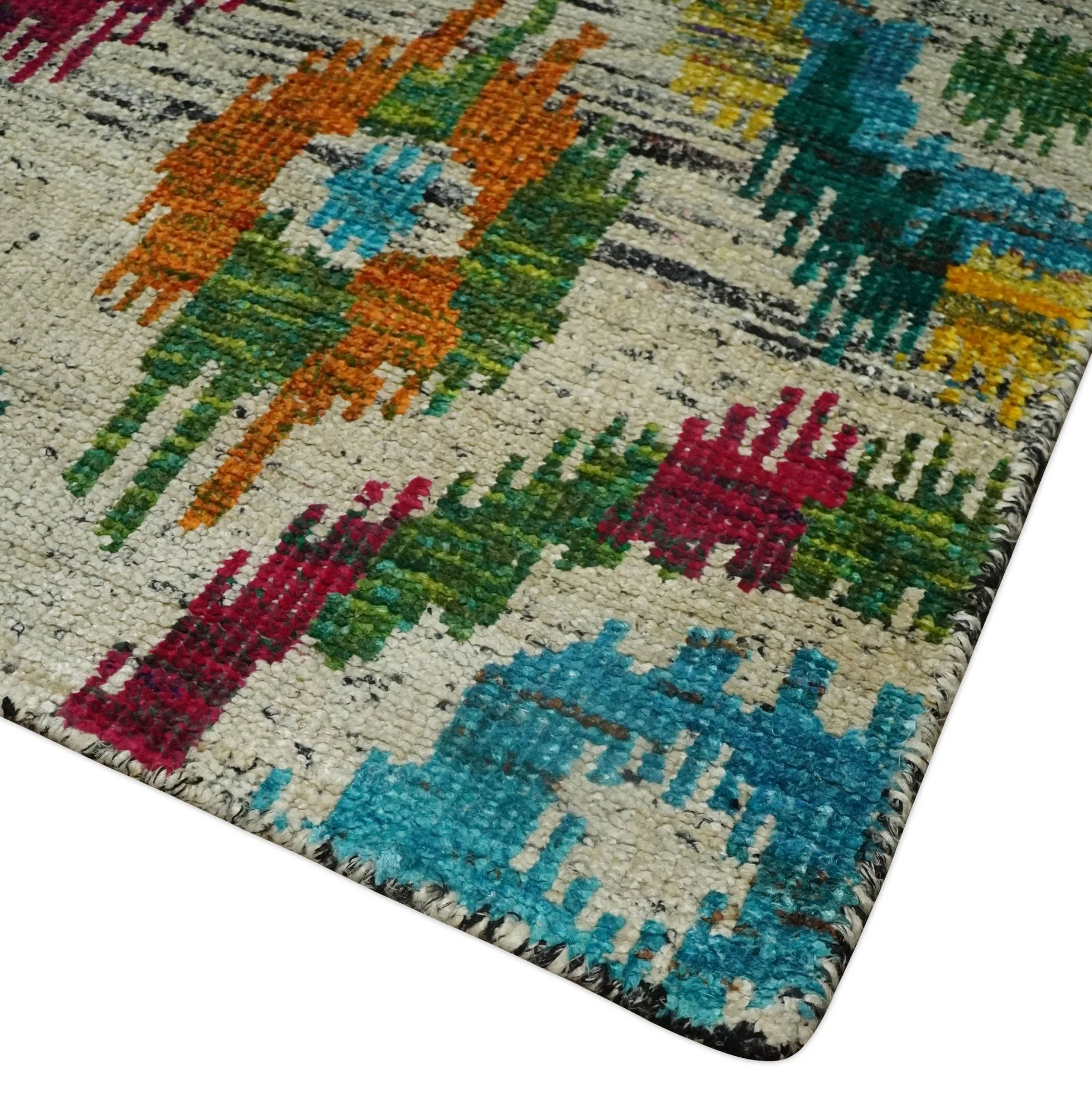 Hand Knotted 4.5x6.5 Multicolor Persian made of Recycled Silk Area Rug | OP66 - Image 3