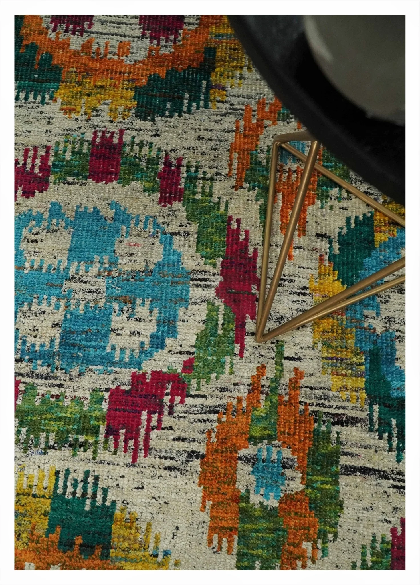 Hand Knotted 4.5x6.5 Multicolor Persian made of Recycled Silk Area Rug | OP66 - Image 4