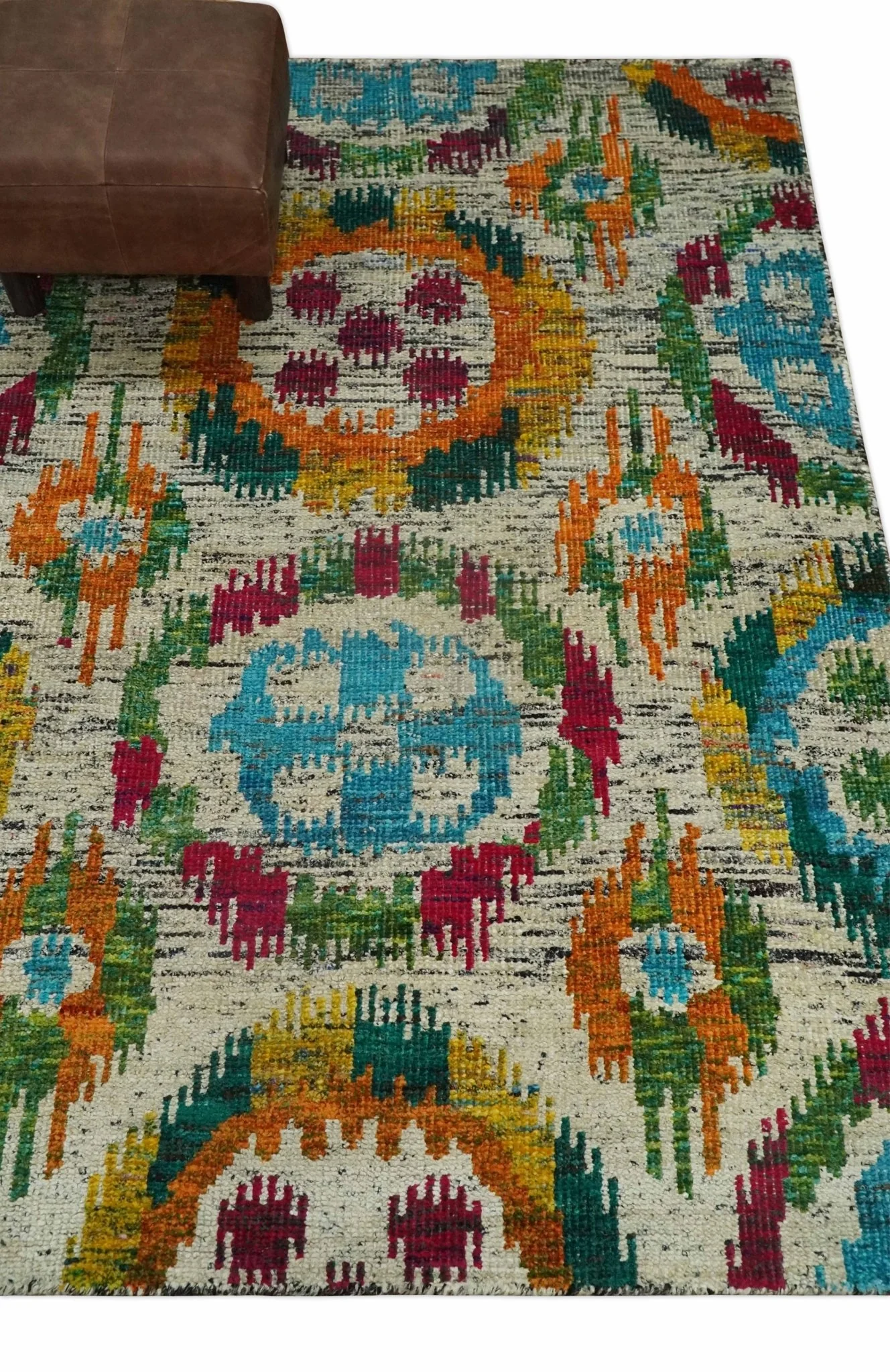 Hand Knotted 4.5x6.5 Multicolor Persian made of Recycled Silk Area Rug | OP66 - Image 5