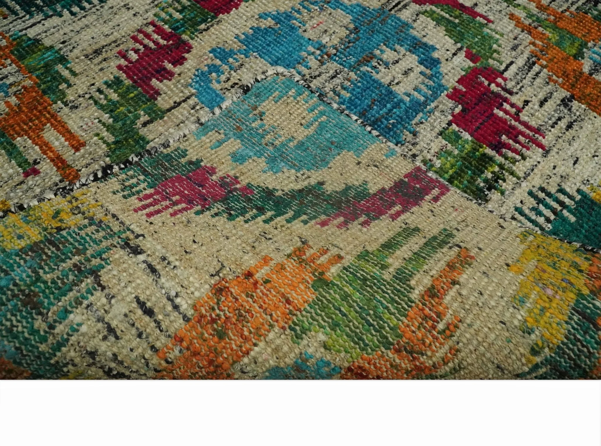 Hand Knotted 4.5x6.5 Multicolor Persian made of Recycled Silk Area Rug | OP66 - Image 7