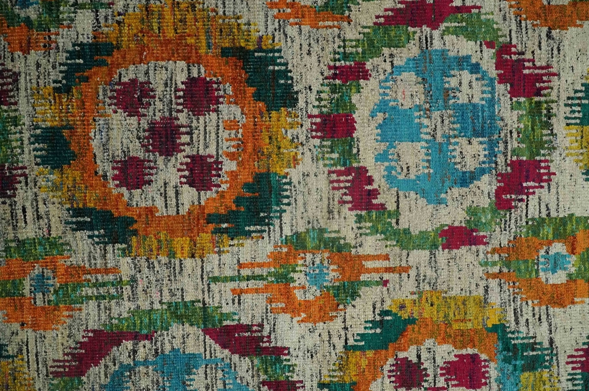 Hand Knotted 4.5x6.5 Multicolor Persian made of Recycled Silk Area Rug | OP66 - Image 9