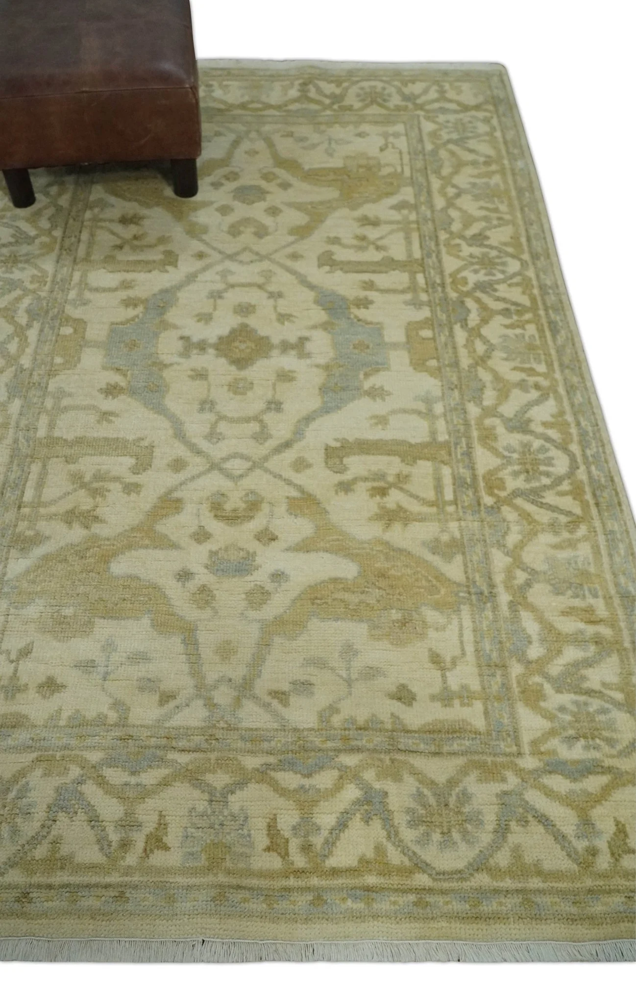 Hand Knotted 4x6 Oriental Oushak Beige an Gray Wool Area Rug, Small Turkish Design Rug | N35146 - Image 3
