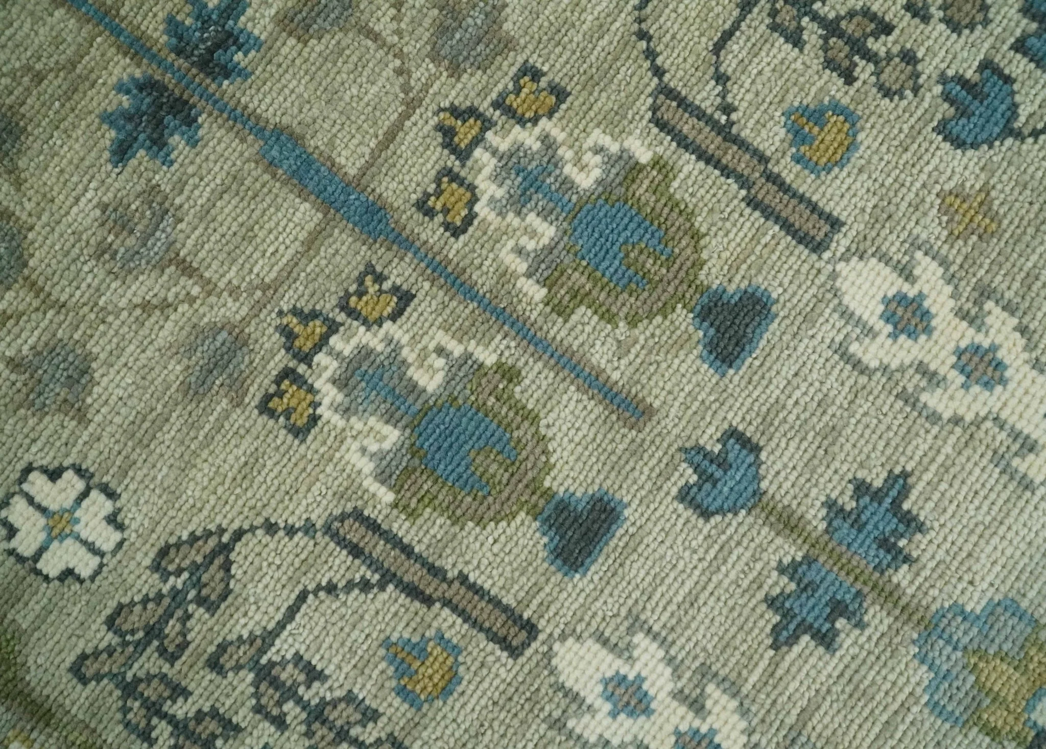 Tree of life Hand Knotted Traditional Beige and Blue Vintage Style Custom Made Wool Area Rug - Image 2