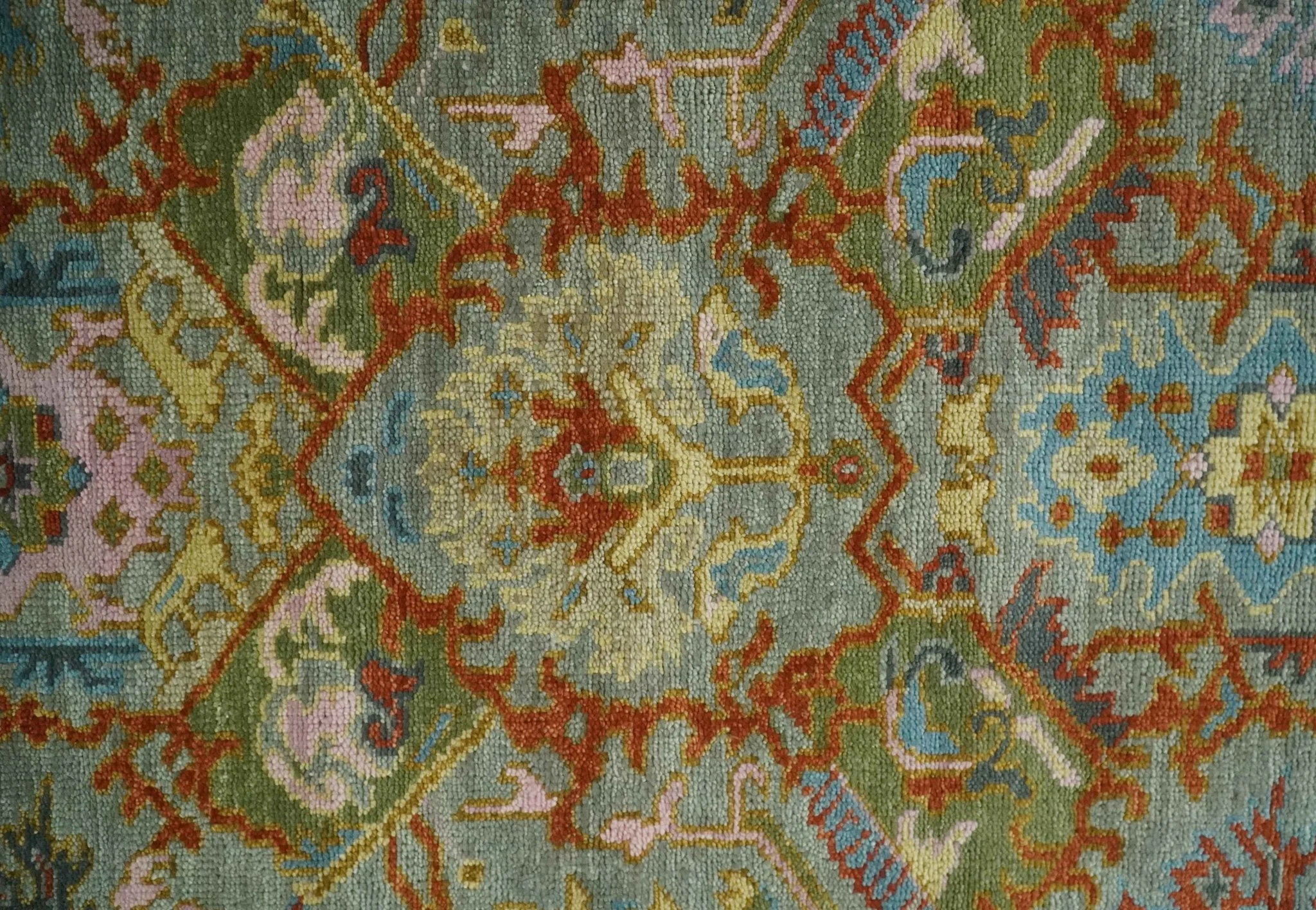 Hand knotted Olive, Rust and Gray Traditional Antique Moss Oushak Multi Size wool Area Rug - Image 9