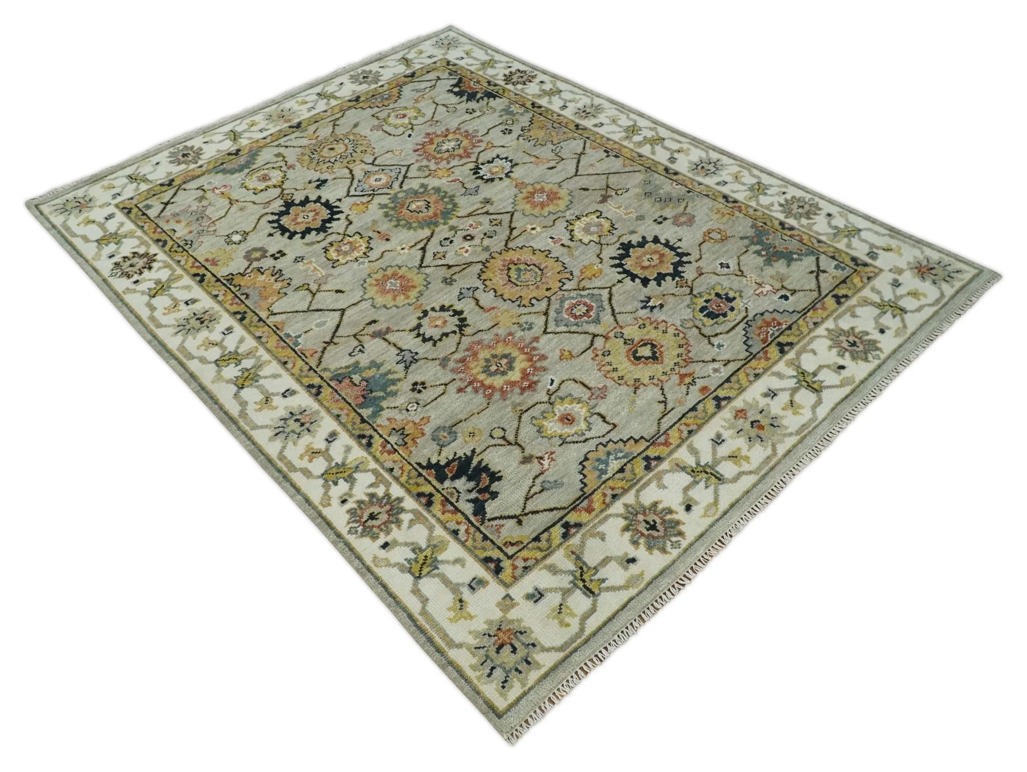 Hand Knotted Beige, Mustard and Ivory Traditional Oriental Oushak Custom Made Wool area Rug - Image 10