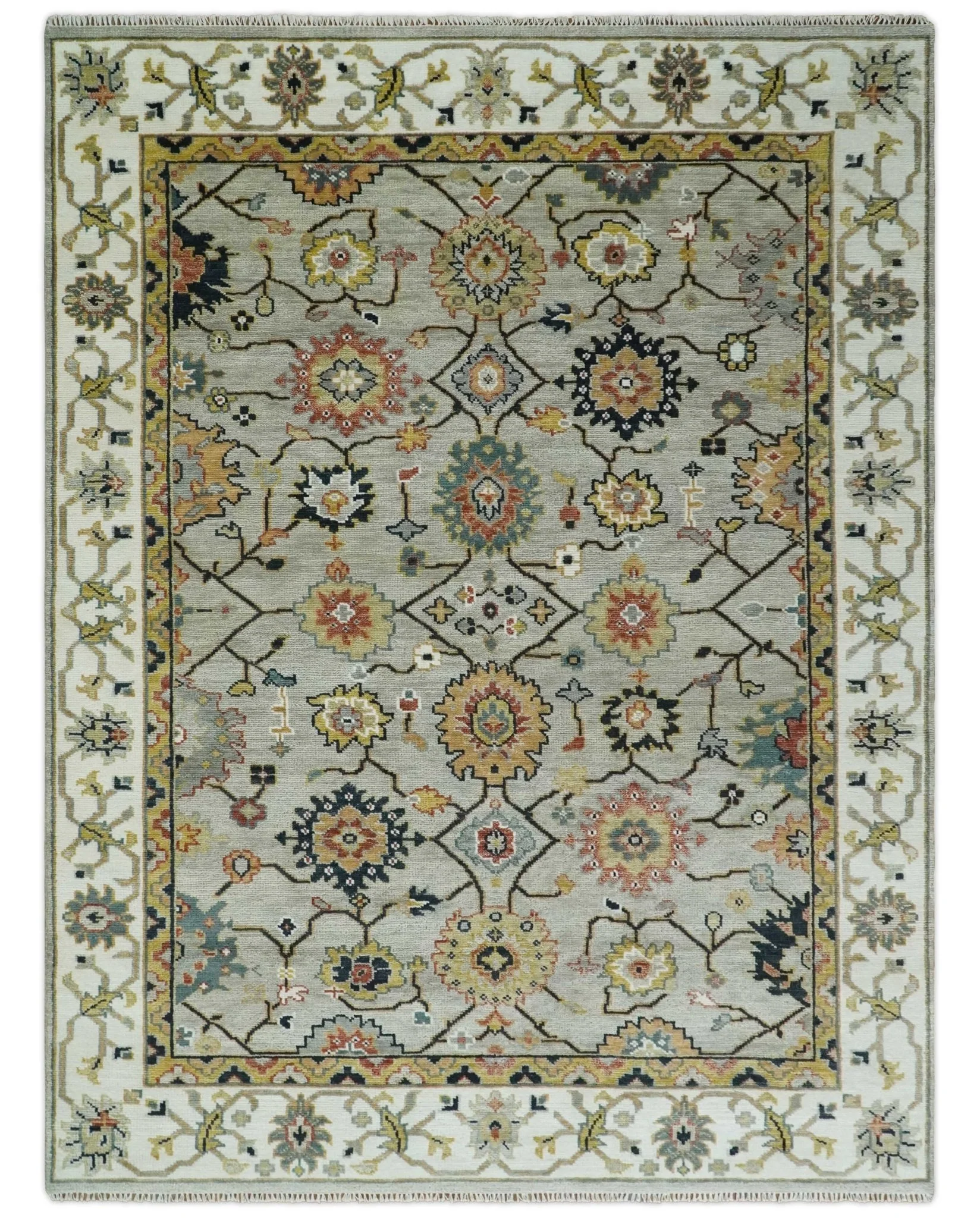 Hand Knotted Beige, Mustard and Ivory Traditional Oriental Oushak Custom Made Wool area Rug - Image 12