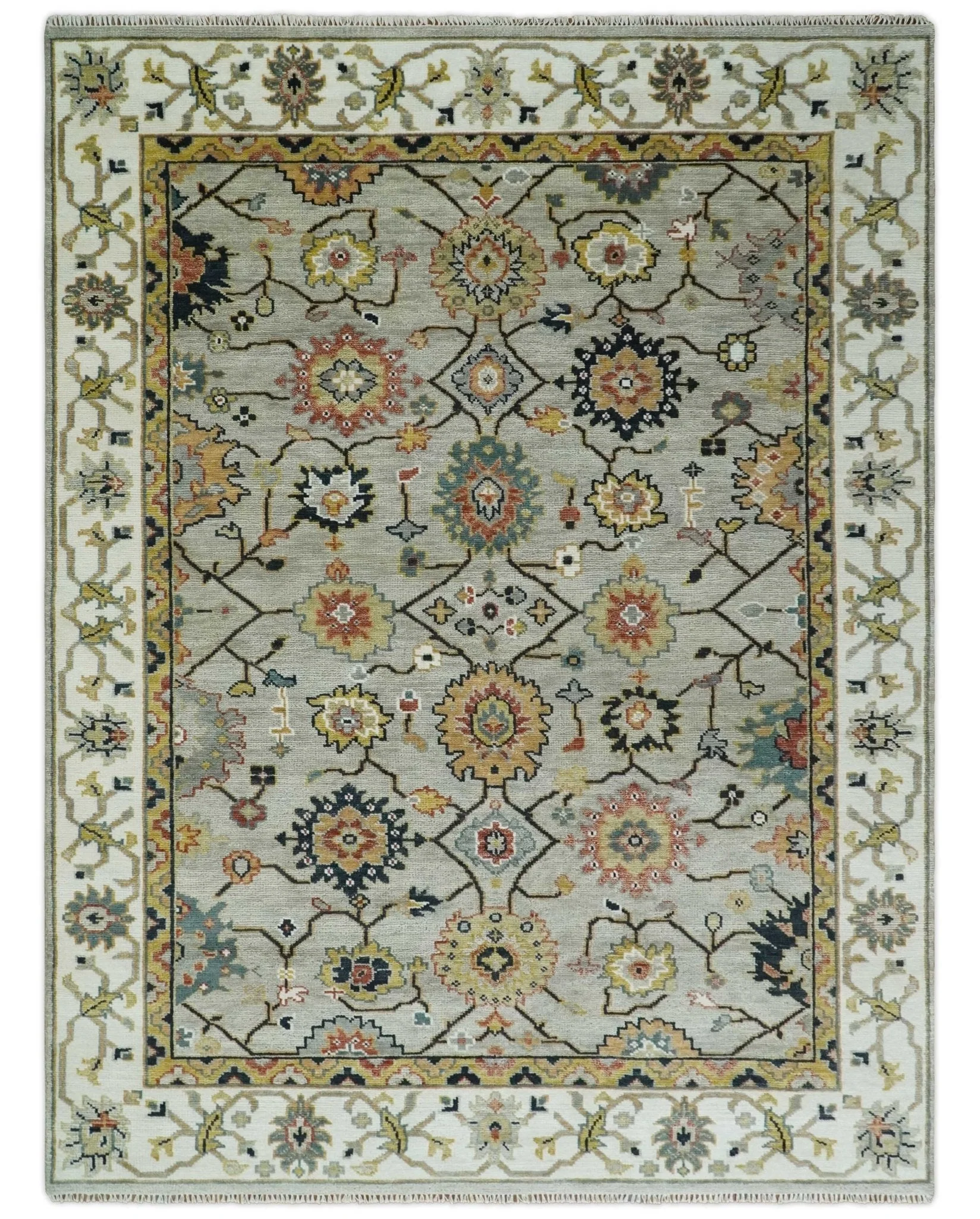 Hand Knotted Beige, Mustard and Ivory Traditional Oriental Oushak Custom Made Wool area Rug - Image 13