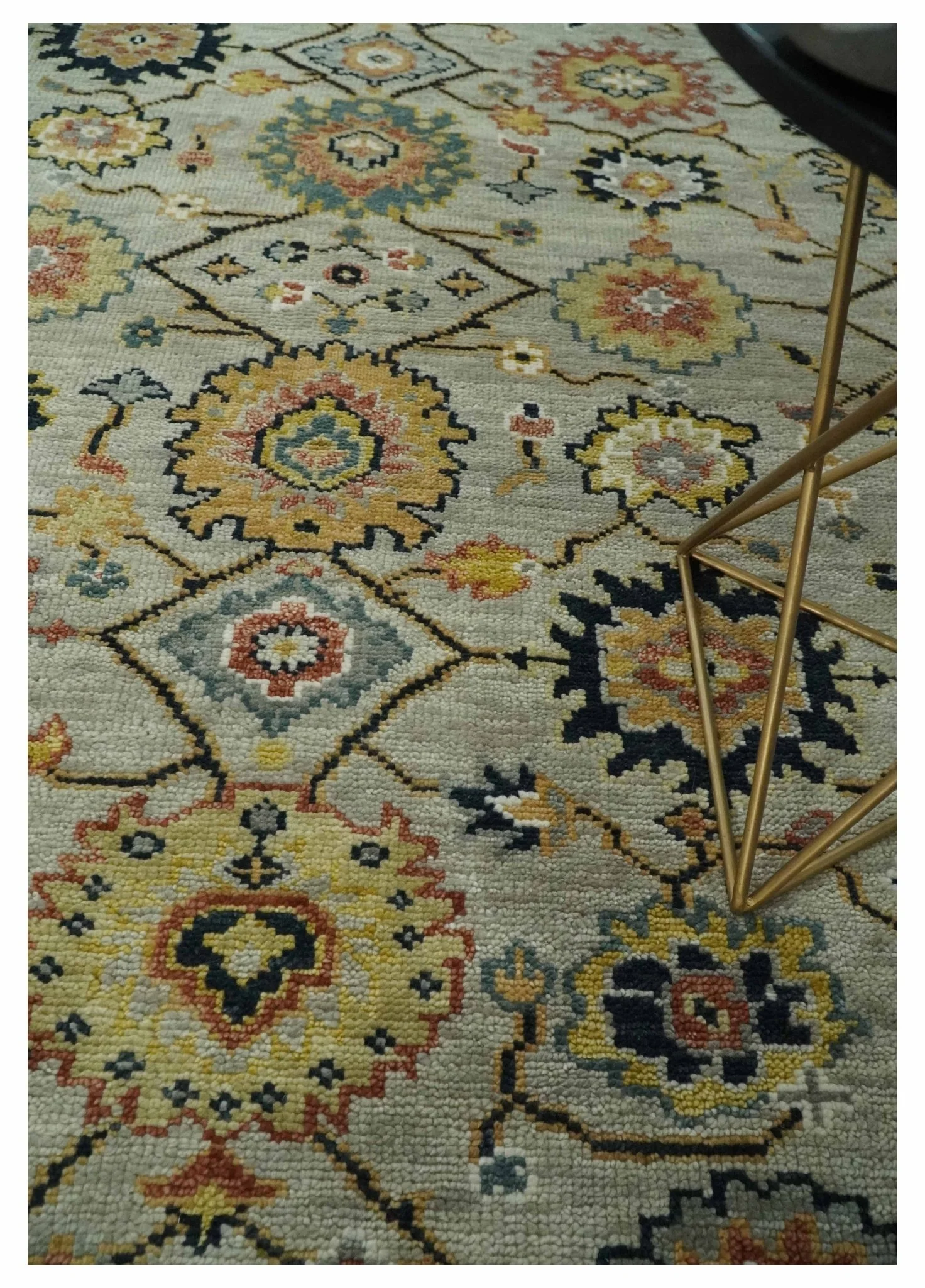Hand Knotted Beige, Mustard and Ivory Traditional Oriental Oushak Custom Made Wool area Rug - Image 2