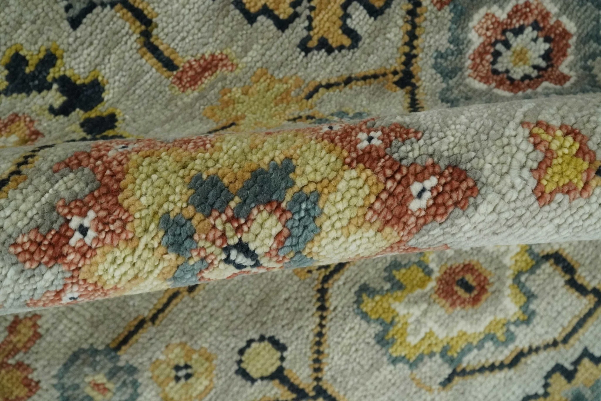 Hand Knotted Beige, Mustard and Ivory Traditional Oriental Oushak Custom Made Wool area Rug - Image 6