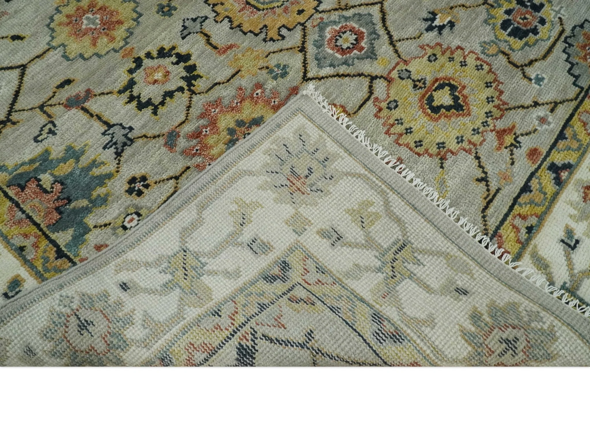 Hand Knotted Beige, Mustard and Ivory Traditional Oriental Oushak Custom Made Wool area Rug - Image 7